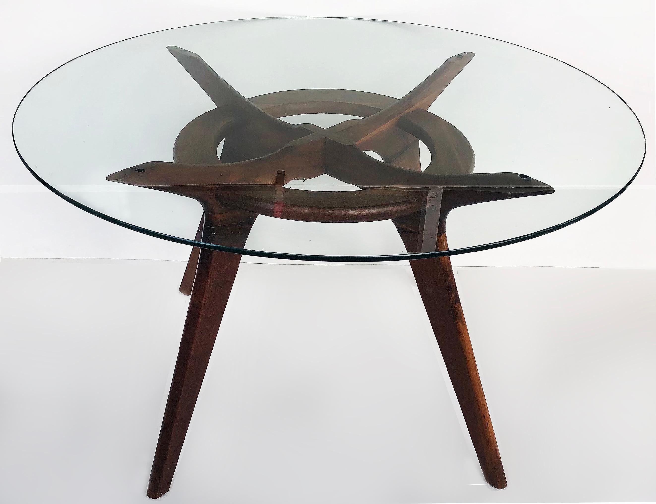 Mid-Century Modern Adrian Pearsall Center/Breakfast Table with Glass Top