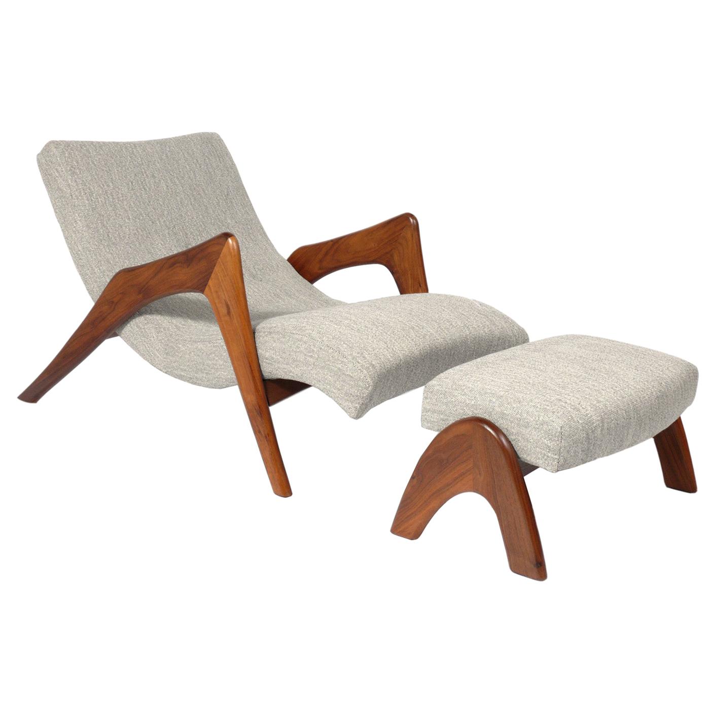 Adrian Pearsall Chaise Lounge Chair and Ottoman