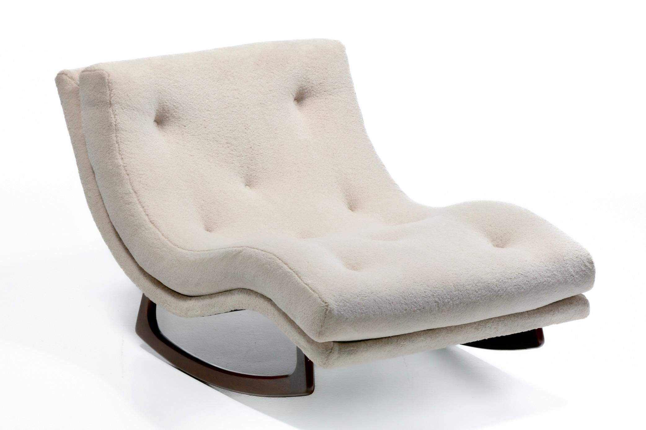 Adrian Pearsall Chaise Lounge Rocker in finto shearling color sabbia pallida in vendita 12