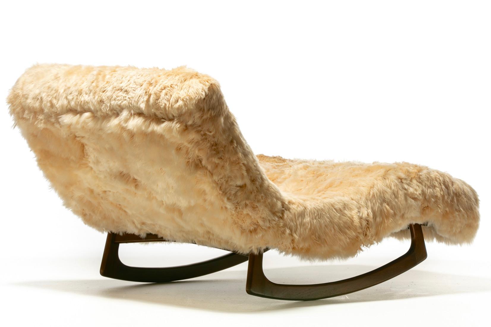 Mid-Century Modern Adrian Pearsall Chaise Lounge Rocker Newly Upholstered in Soft Peruvian Alpaca For Sale