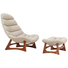 Retro Adrian Pearsall Channel Tufted Lounge Chair with Ottoman for Craft Associates