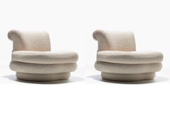 Adrian Pearsall Channeled Post Modern Slipper Chairs aus elfenbeinweißem Bouclé