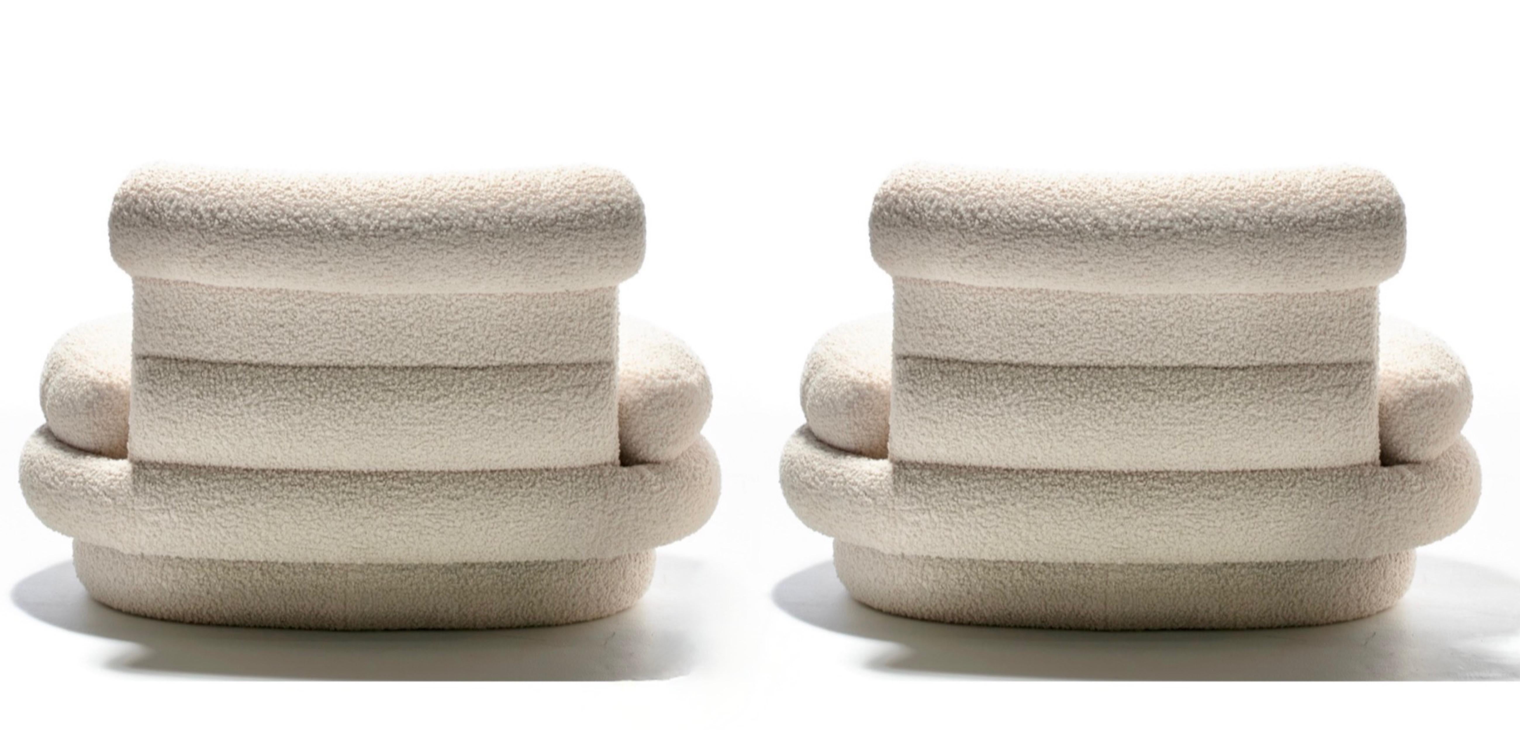 Postmoderne Adrian Pearsall Channel Modernity CHANNELS en bouclé blanc ivoire en vente