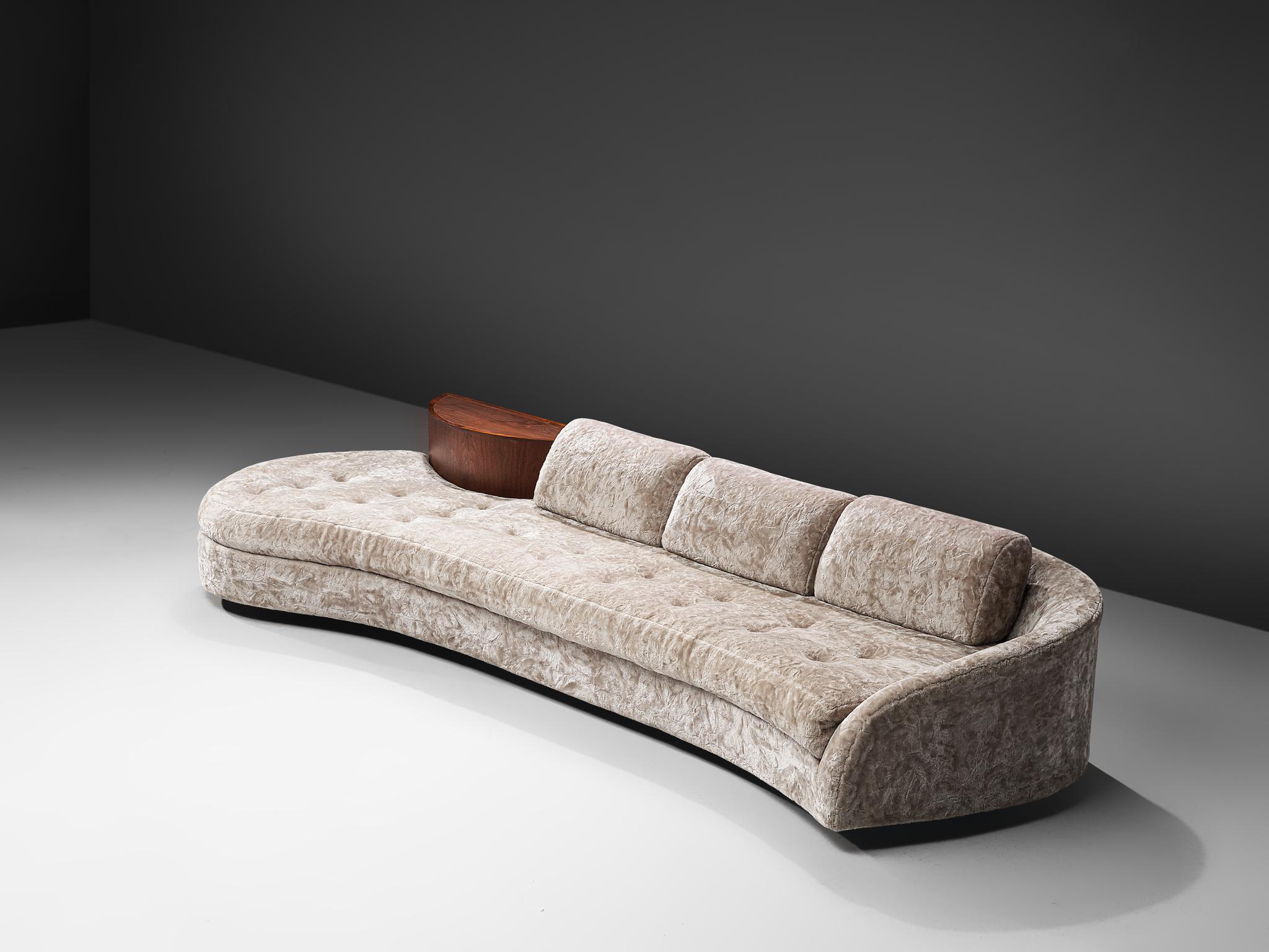 Adrian Pearsall for Crafts Associations, cloud sofa, fabric and wood, United States, 1960s.

The cloud sofa features a long, asymmetrical seat with sinuous lines by Adrian Pearsall. The bulky forms fit perfectly with the thick tufted seat and the