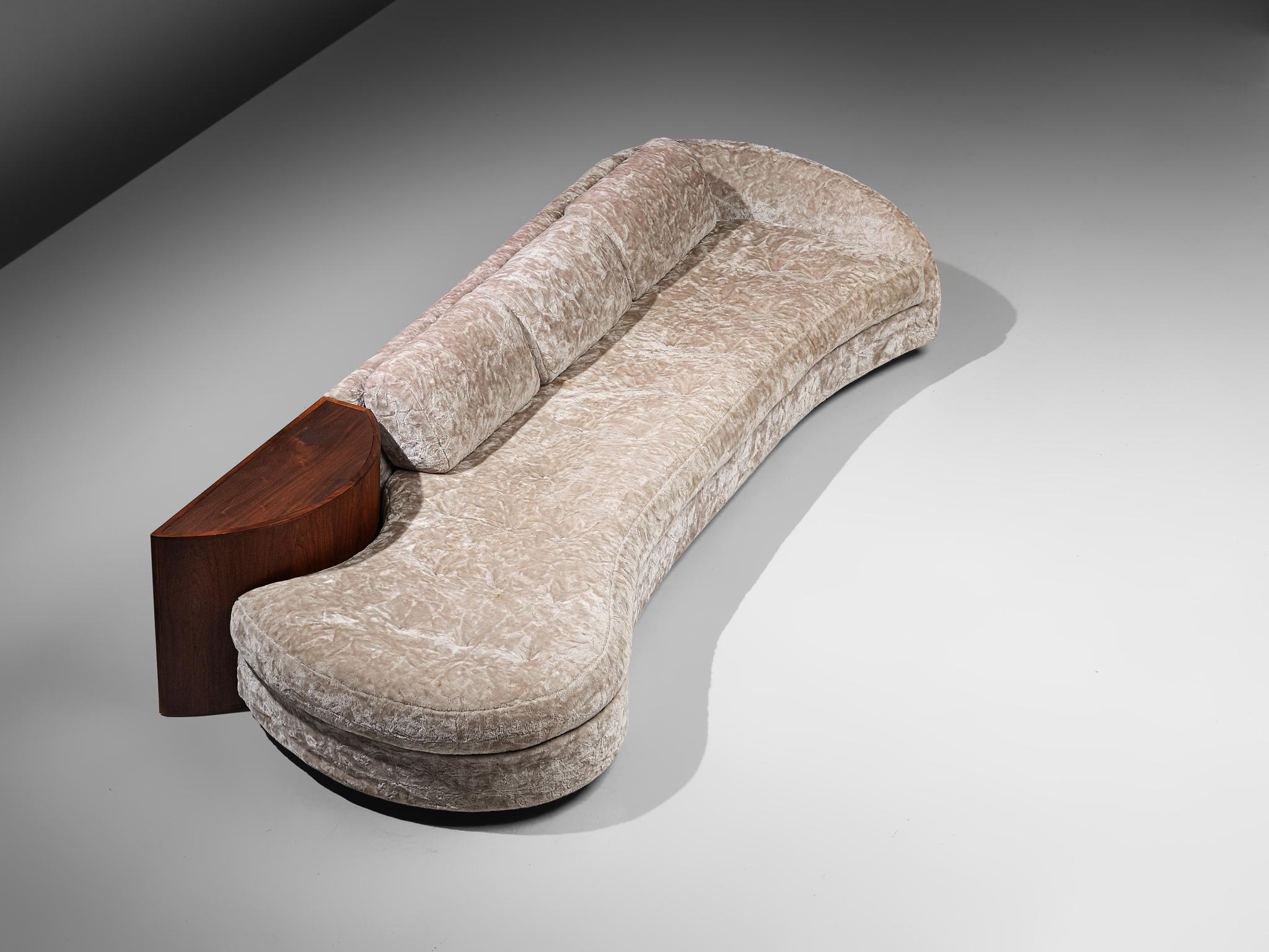 American Adrian Pearsall Cloud Sofa in Fabric and Walnut