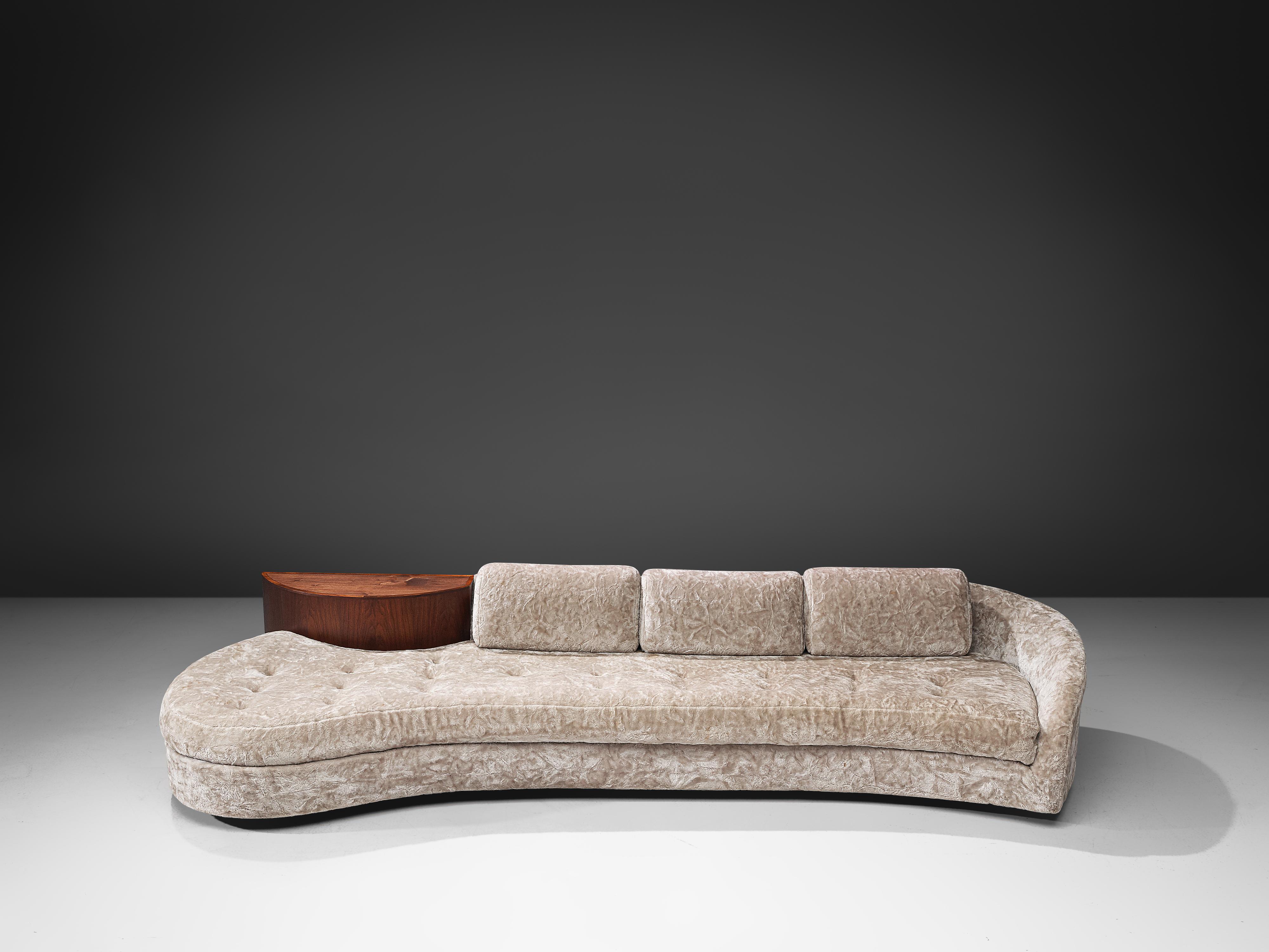 Mid-Century Modern Adrian Pearsall 'Cloud' Sofa in Off-White Velvet and Walnut