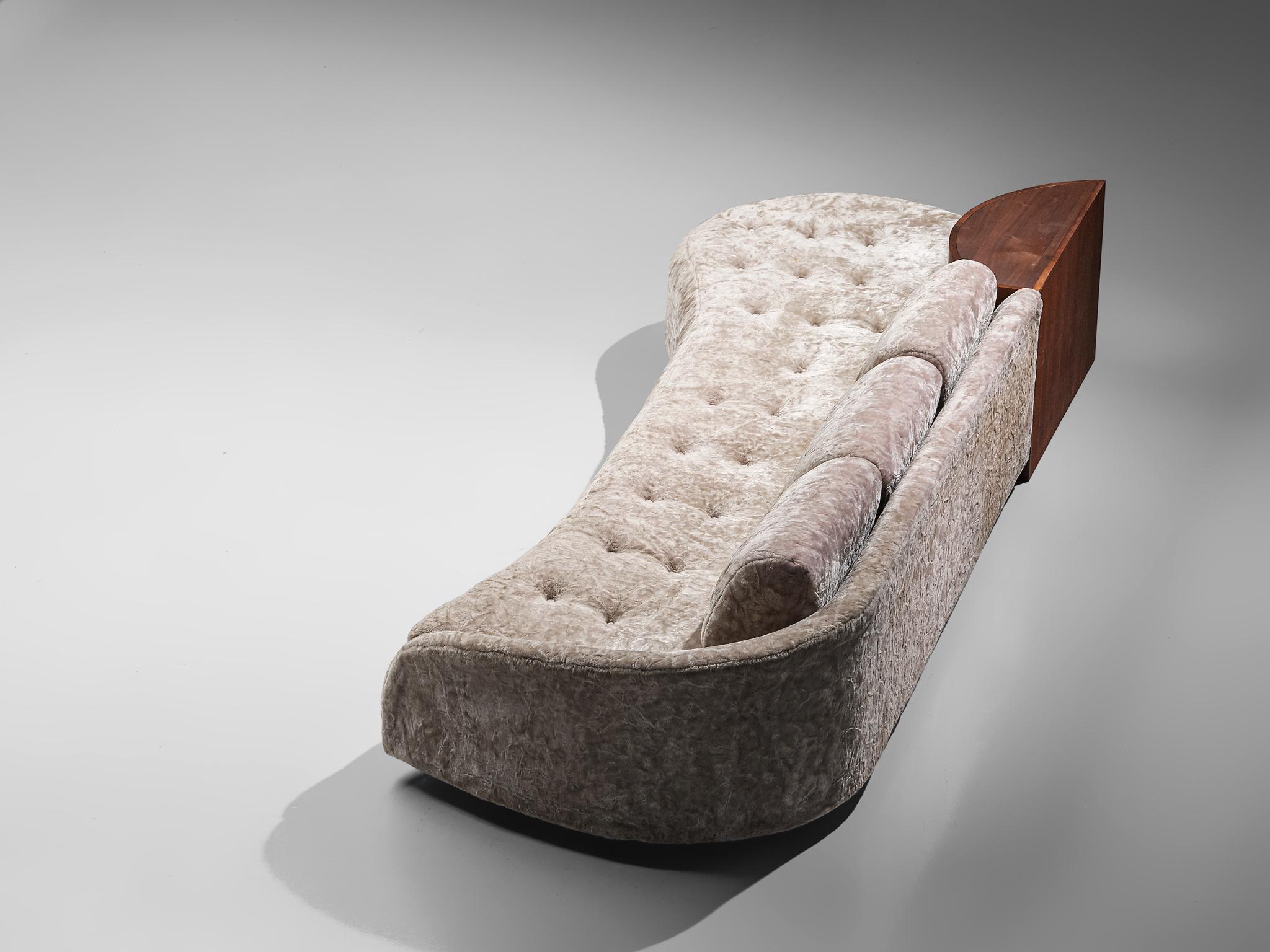 Adrian Pearsall Cloud Sofa in Fabric and Walnut In Fair Condition In Waalwijk, NL