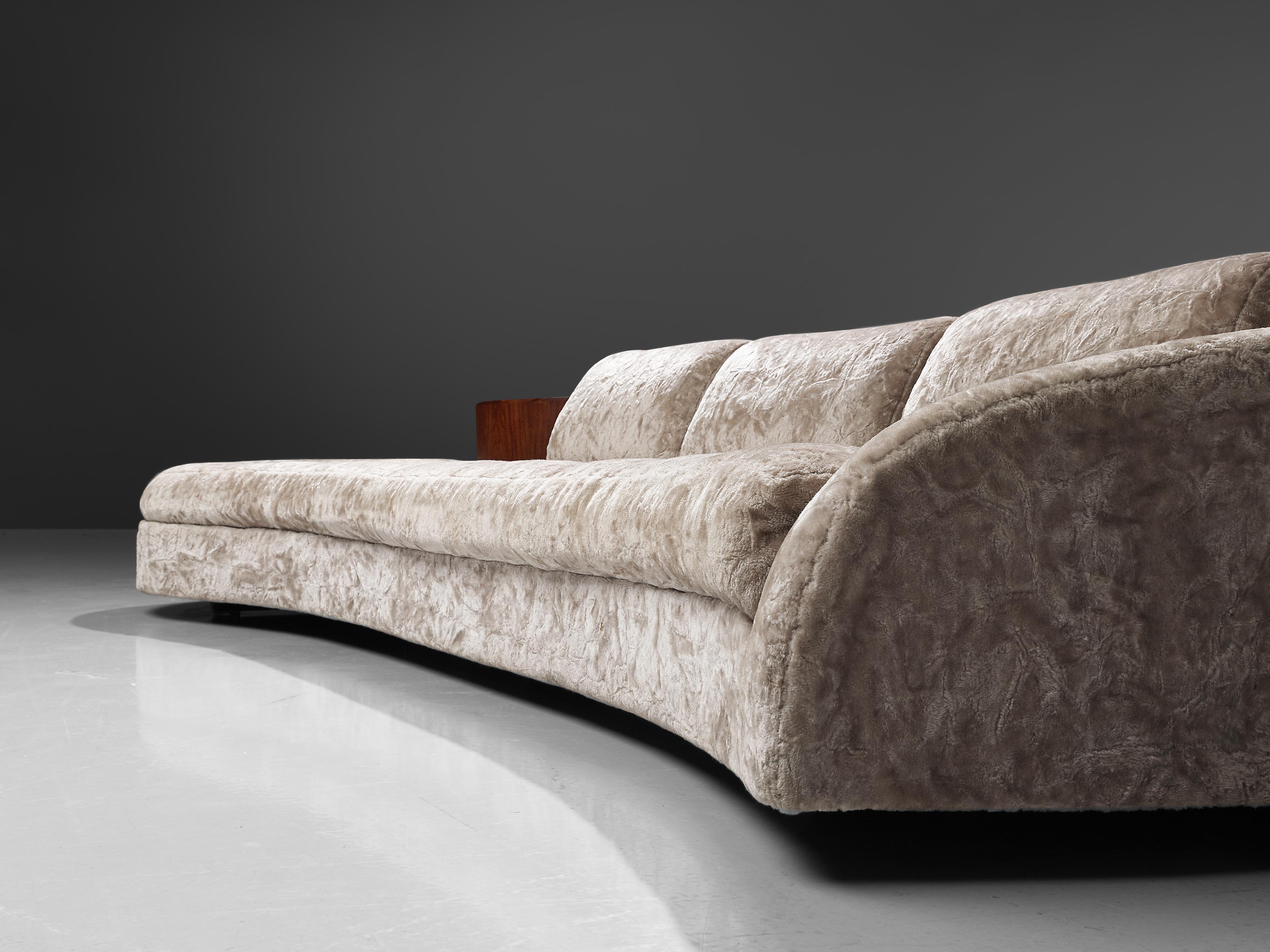 Mid-20th Century Adrian Pearsall 'Cloud' Sofa in Off-White Velvet and Walnut