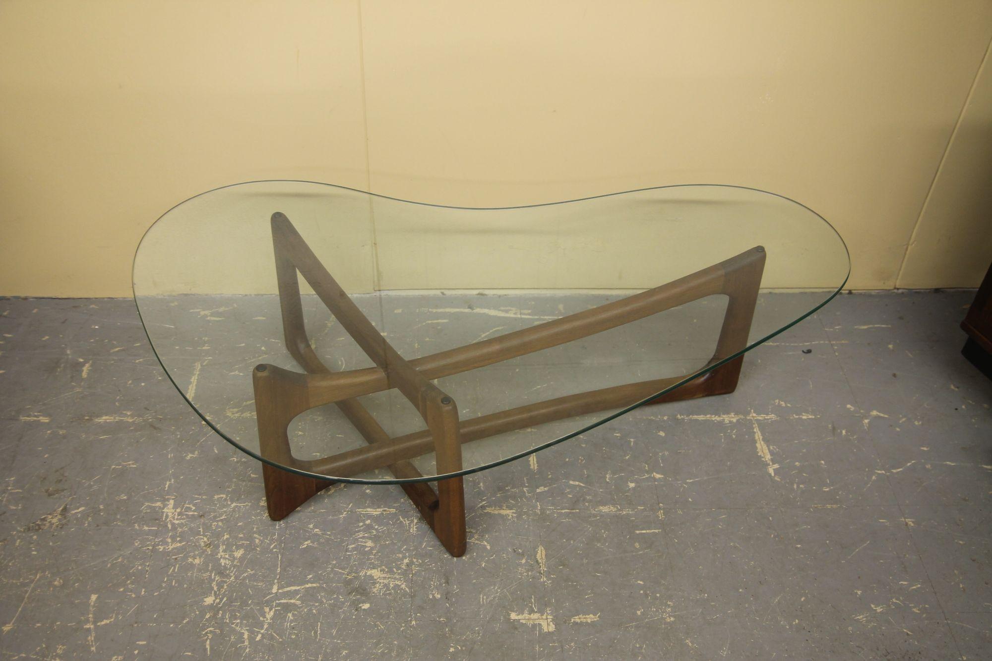 kidney shaped glass coffee table