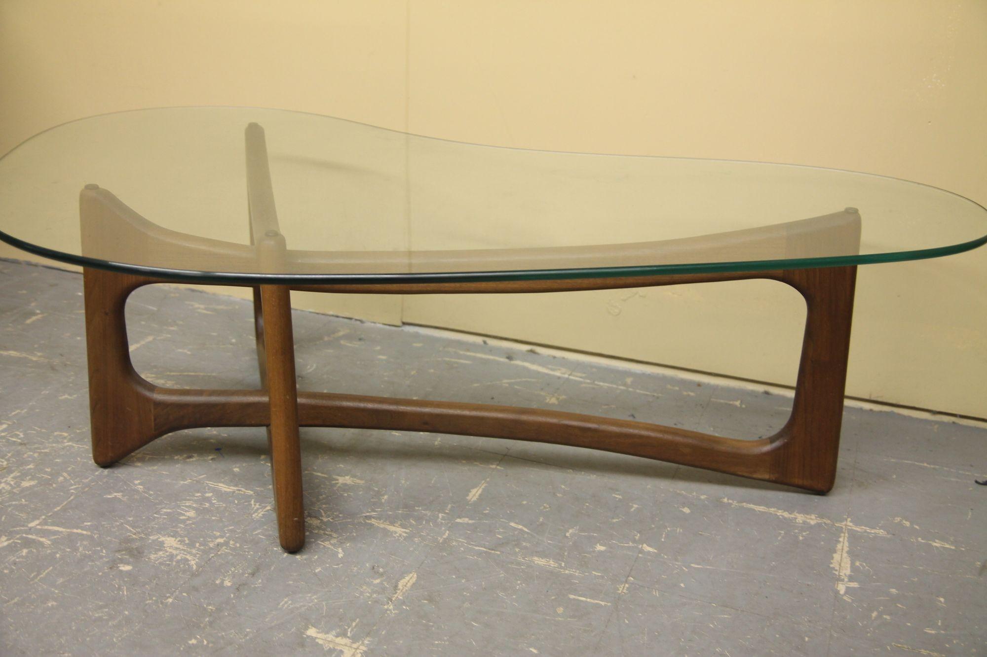 Mid-Century Modern Adrian Pearsall Coffee Table with Kidney Shaped Orginal Glass