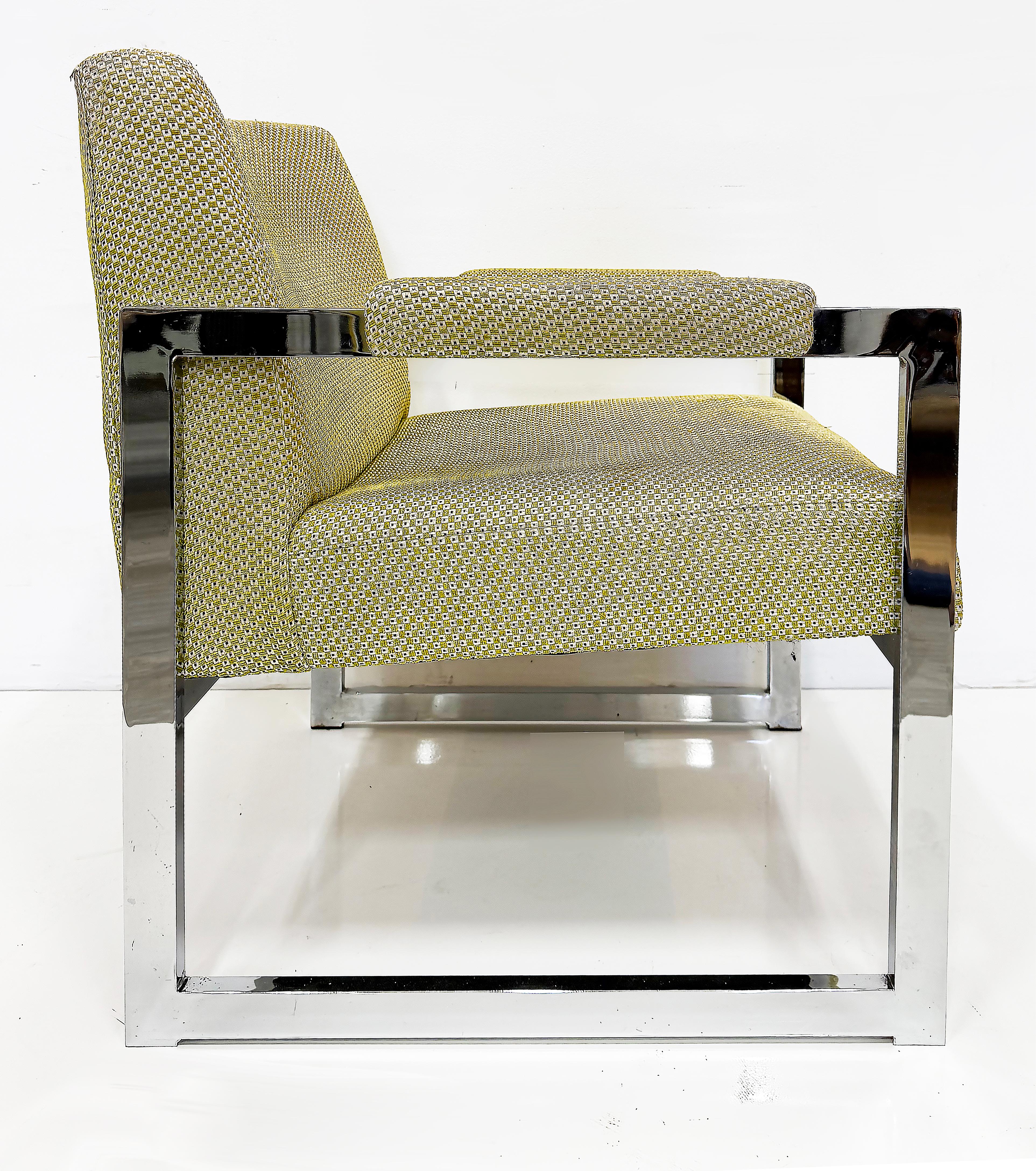 Americano Adrian Pearsall Comfort Designs Chrome Fat Bar Armchairs, 1970s USA Pair in vendita