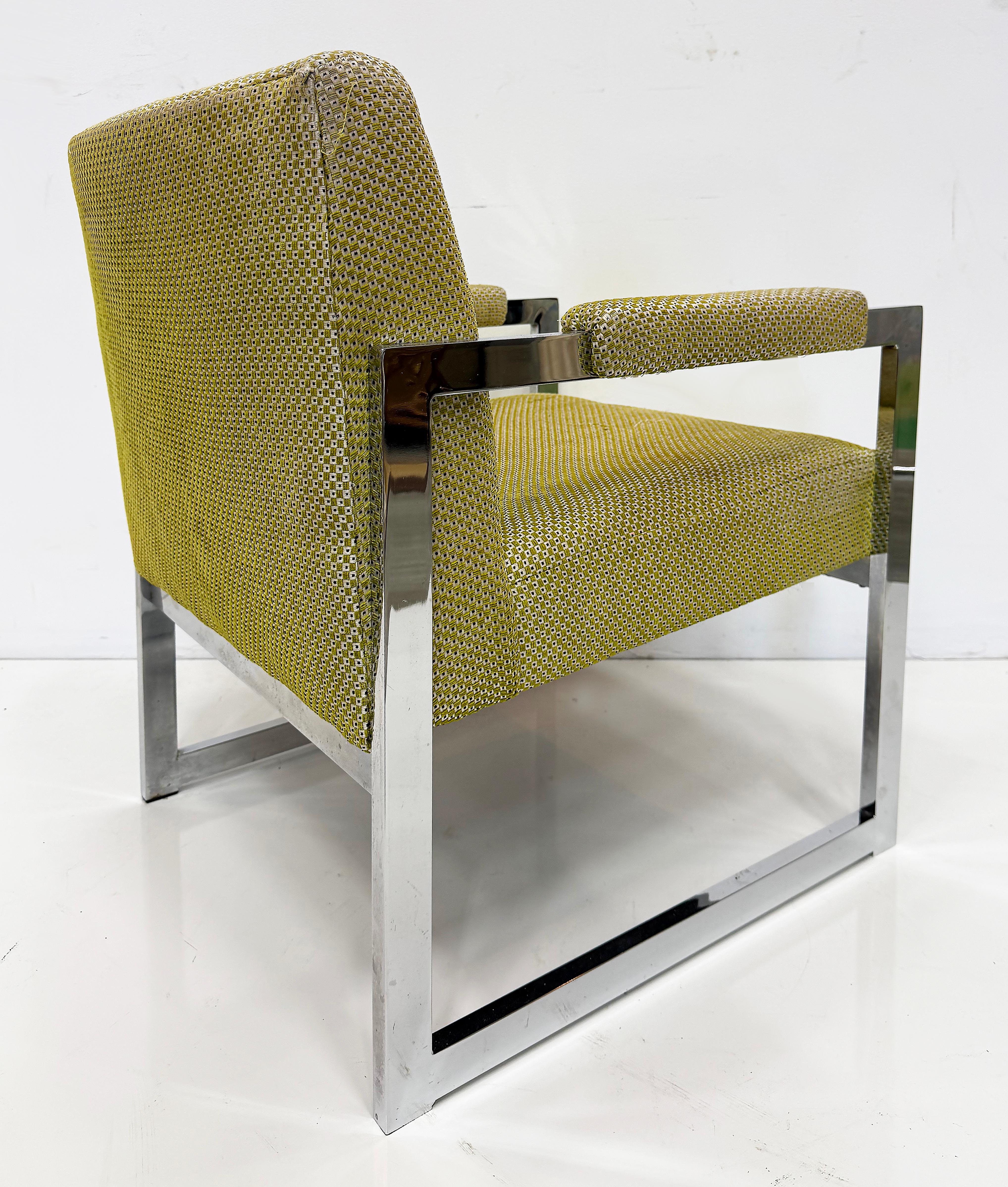 Adrian Pearsall Comfort Designs Chrome Fat Bar Armchairs, 1970s USA Pair In condizioni buone in vendita a Miami, FL
