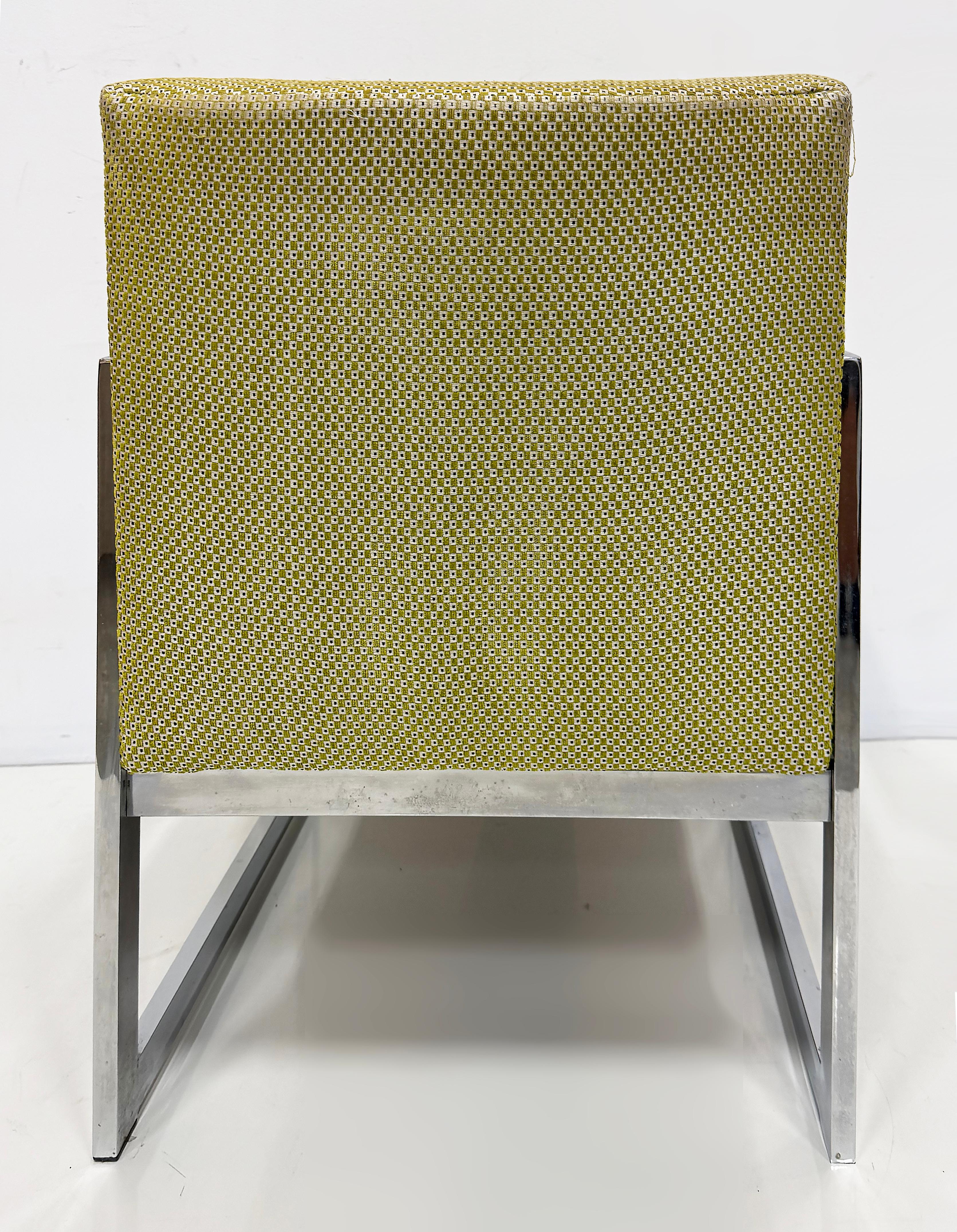 Fine XX secolo Adrian Pearsall Comfort Designs Chrome Fat Bar Armchairs, 1970s USA Pair in vendita