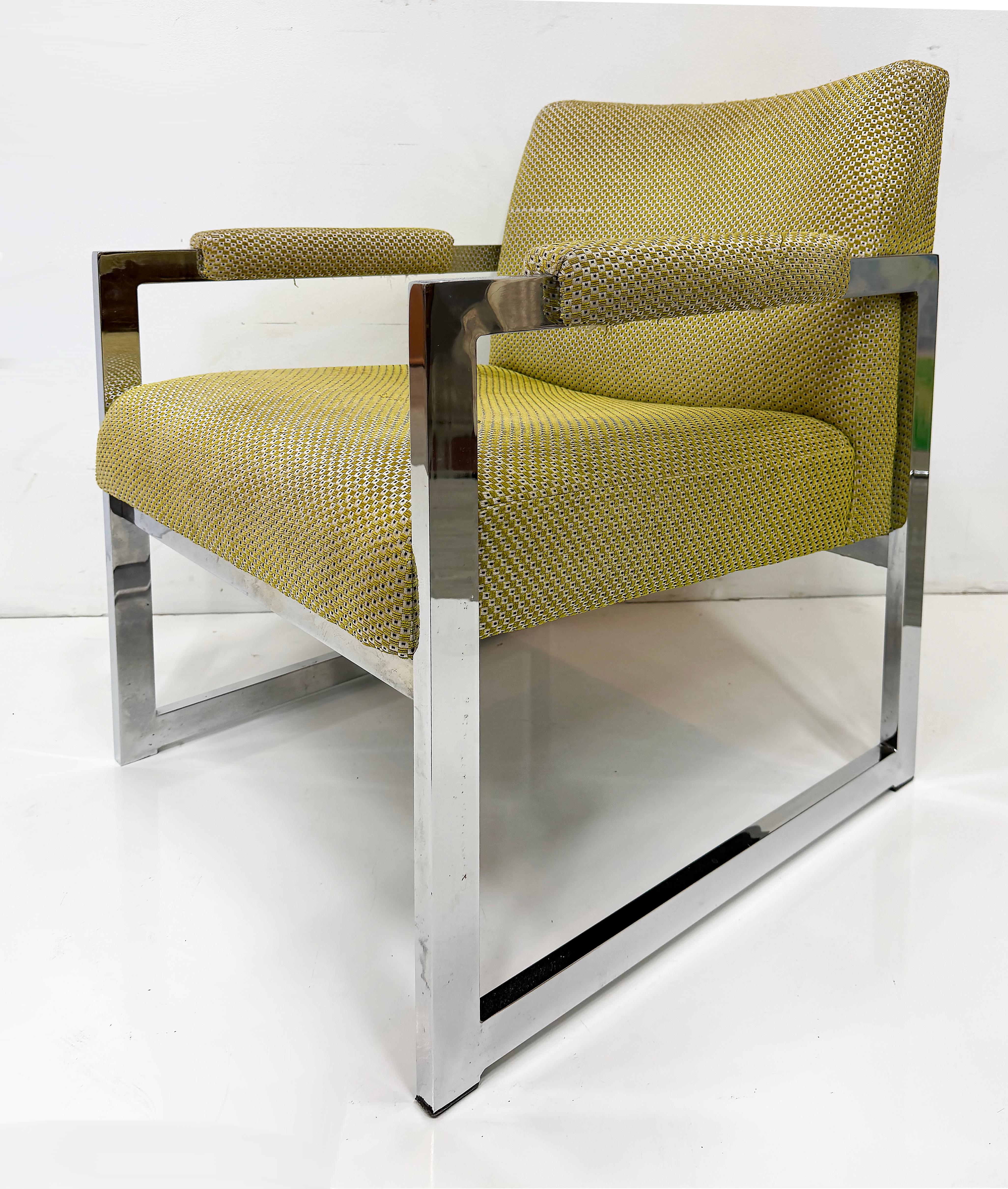 Adrian Pearsall Comfort Designs Chrome Fat Bar Armchairs, 1970s USA Pair in vendita 1