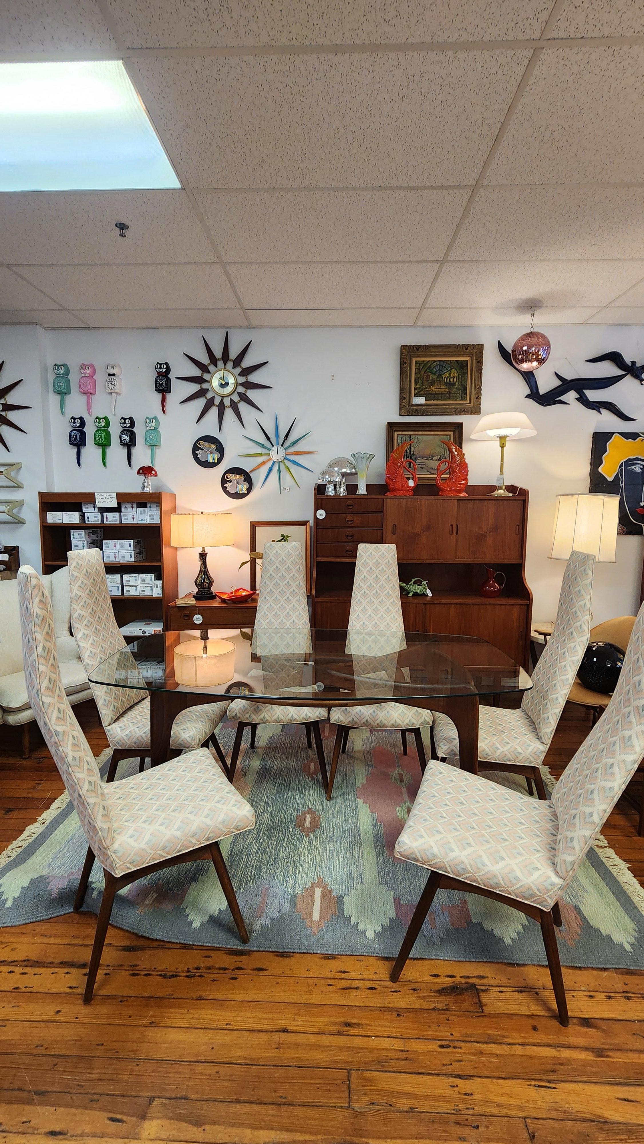 American Adrian Pearsall Compass Dining Table and Six Chairs For Sale