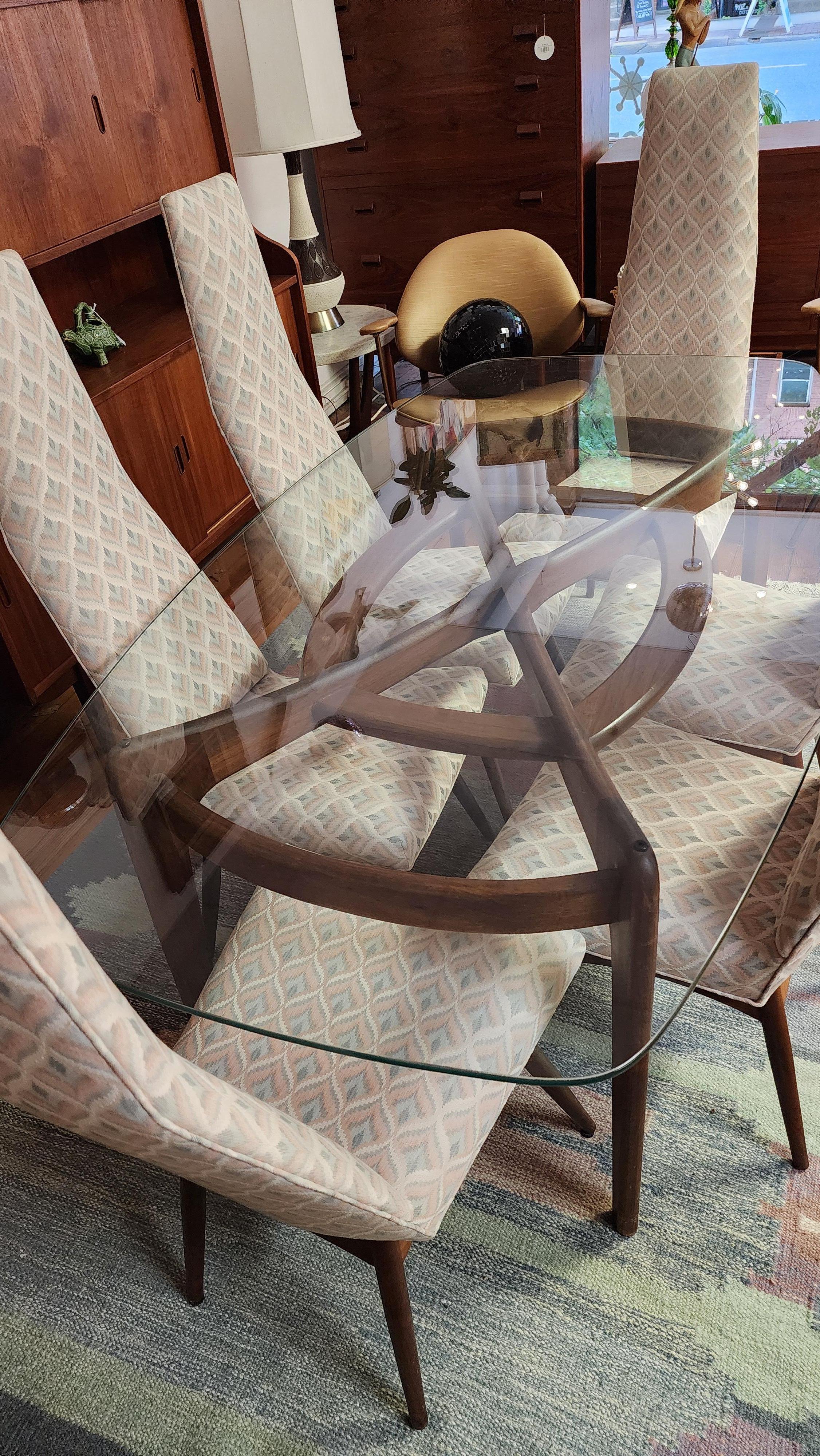 Adrian Pearsall Compass Dining Table and Six Chairs In Good Condition For Sale In Frederick, MD