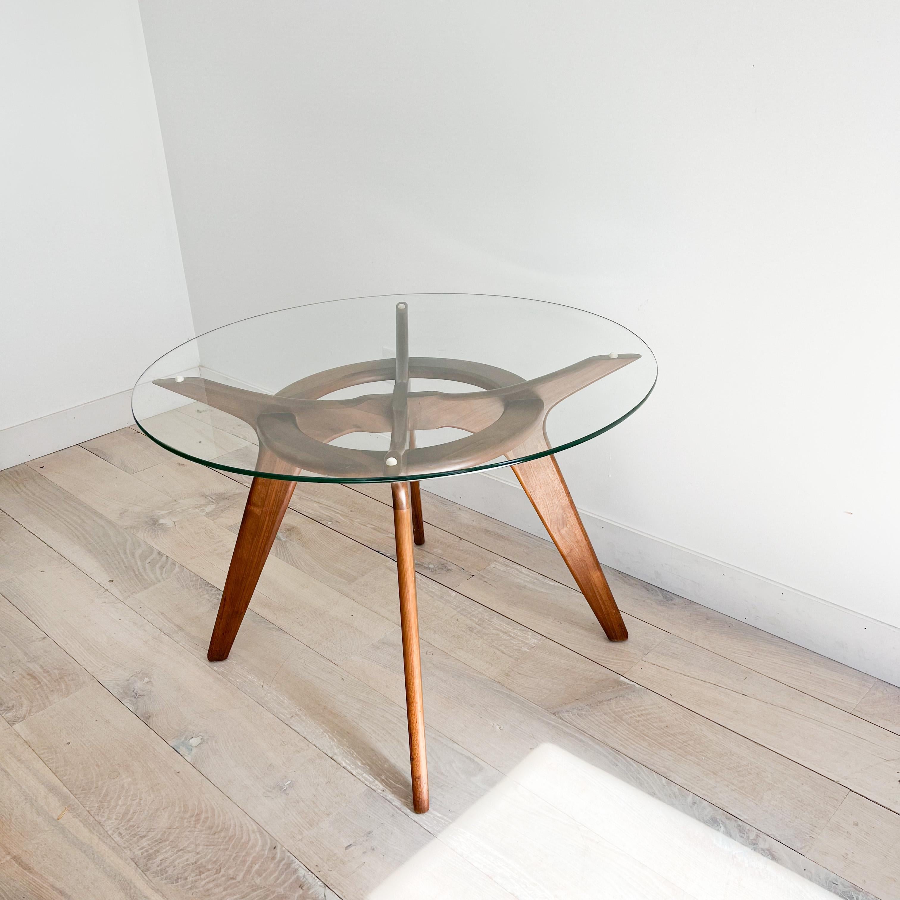 Adrian Pearsall Compass Walnut Dining Table w/ Glass Top 10