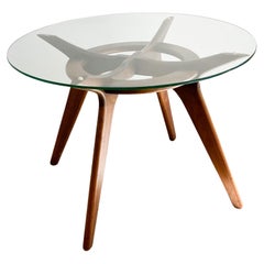 Adrian Pearsall Compass Walnut Dining Table w/ Glass Top