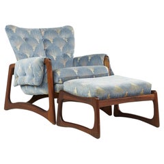 Adrian Pearsall Craft Associates 2466C MCM Walnut Wingback Lounge Chair Ottoman