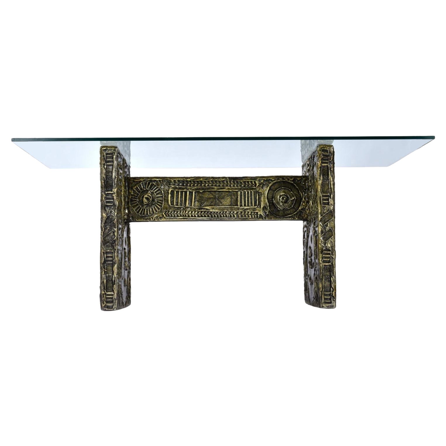 Adrian Pearsall Craft Associates Brutalist Gold Resin & Glass Top Dining Table