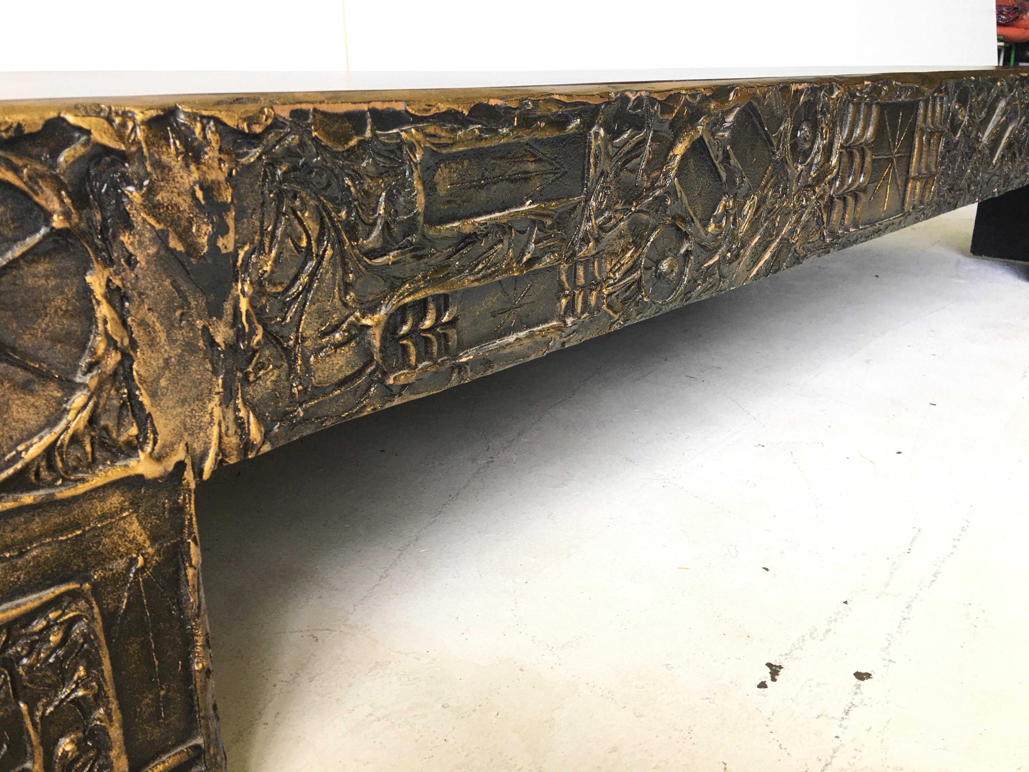 Late 20th Century Adrian Pearsall Craft Associates Brutalist Sculpted Resin Large Coffee Table