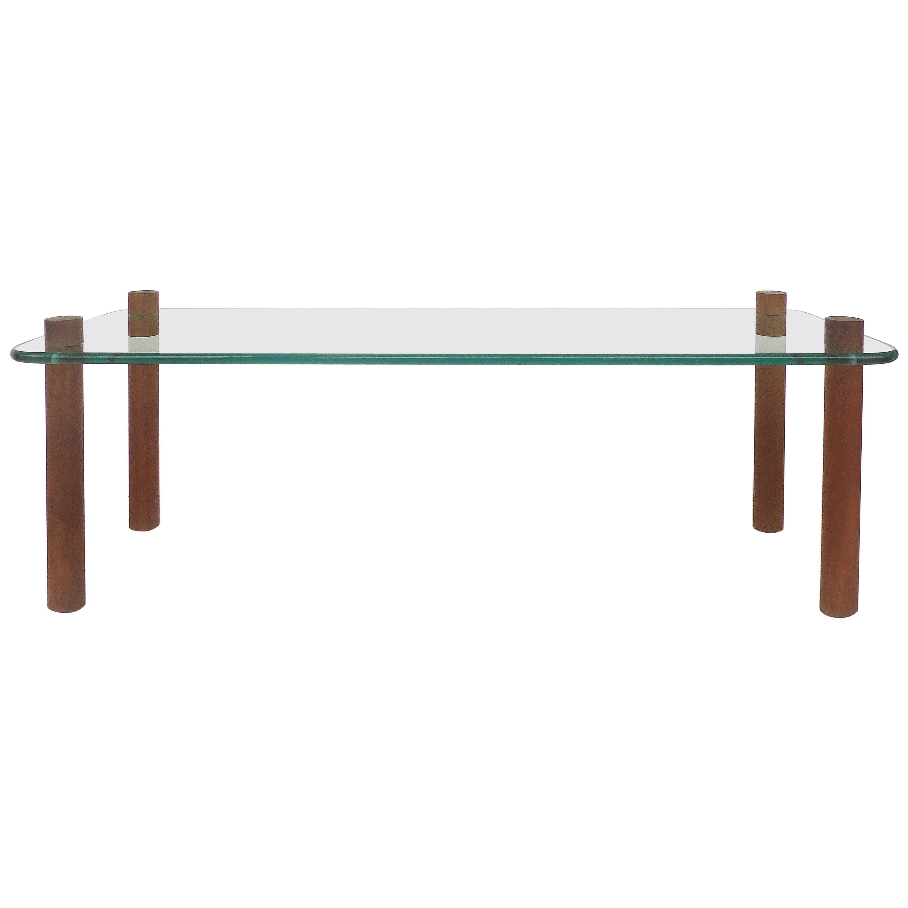 Adrian Pearsall Craft Associates Glass Coffee Table with Wood, circa 1960s