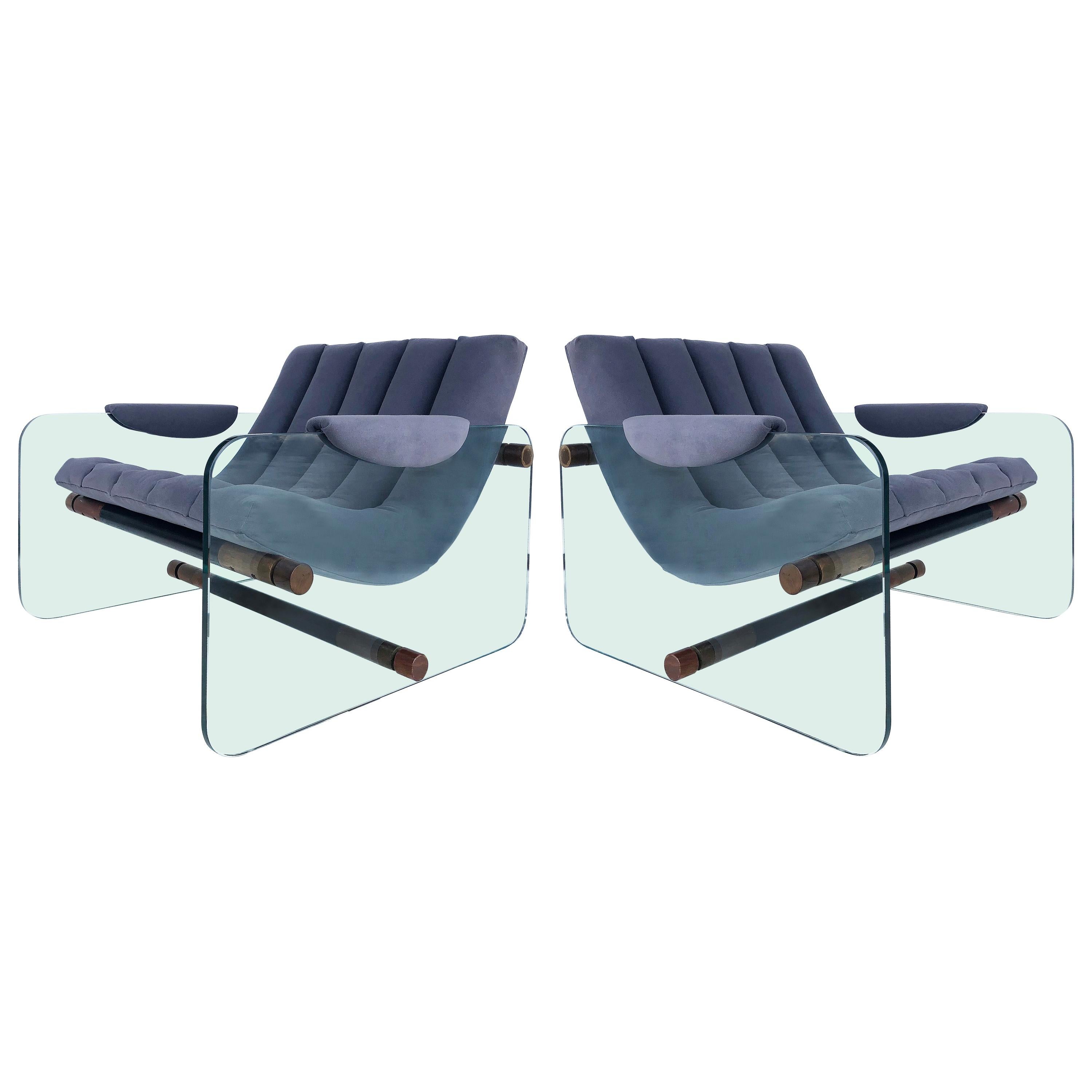 Adrian Pearsall Craft Associates Glass Sided Club Chairs