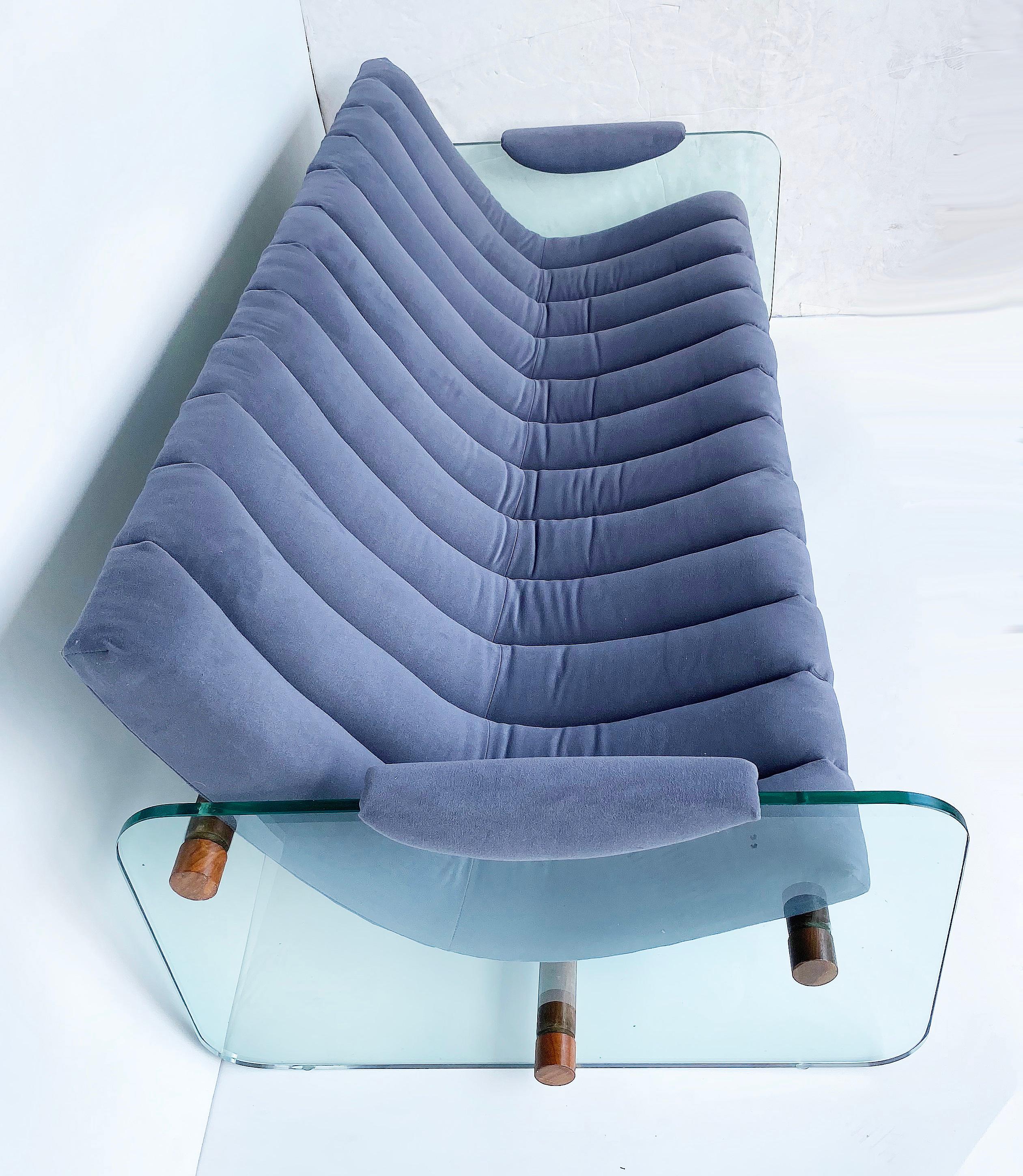 American Adrian Pearsall Craft Associates Glass Sided Sofa in Velvet Upholstery