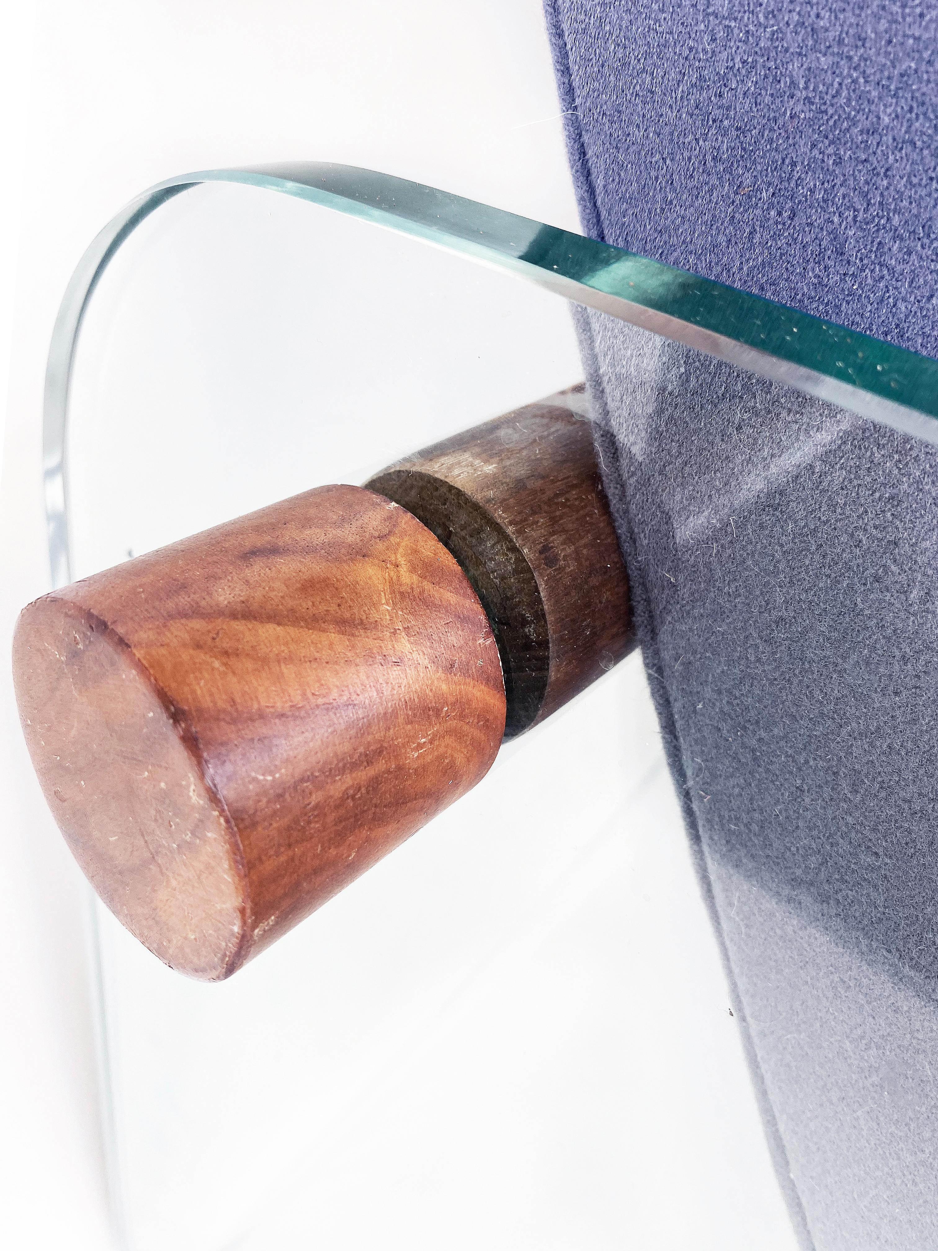 Adrian Pearsall Craft Associates Glass Sided Sofa in Velvet Upholstery 1