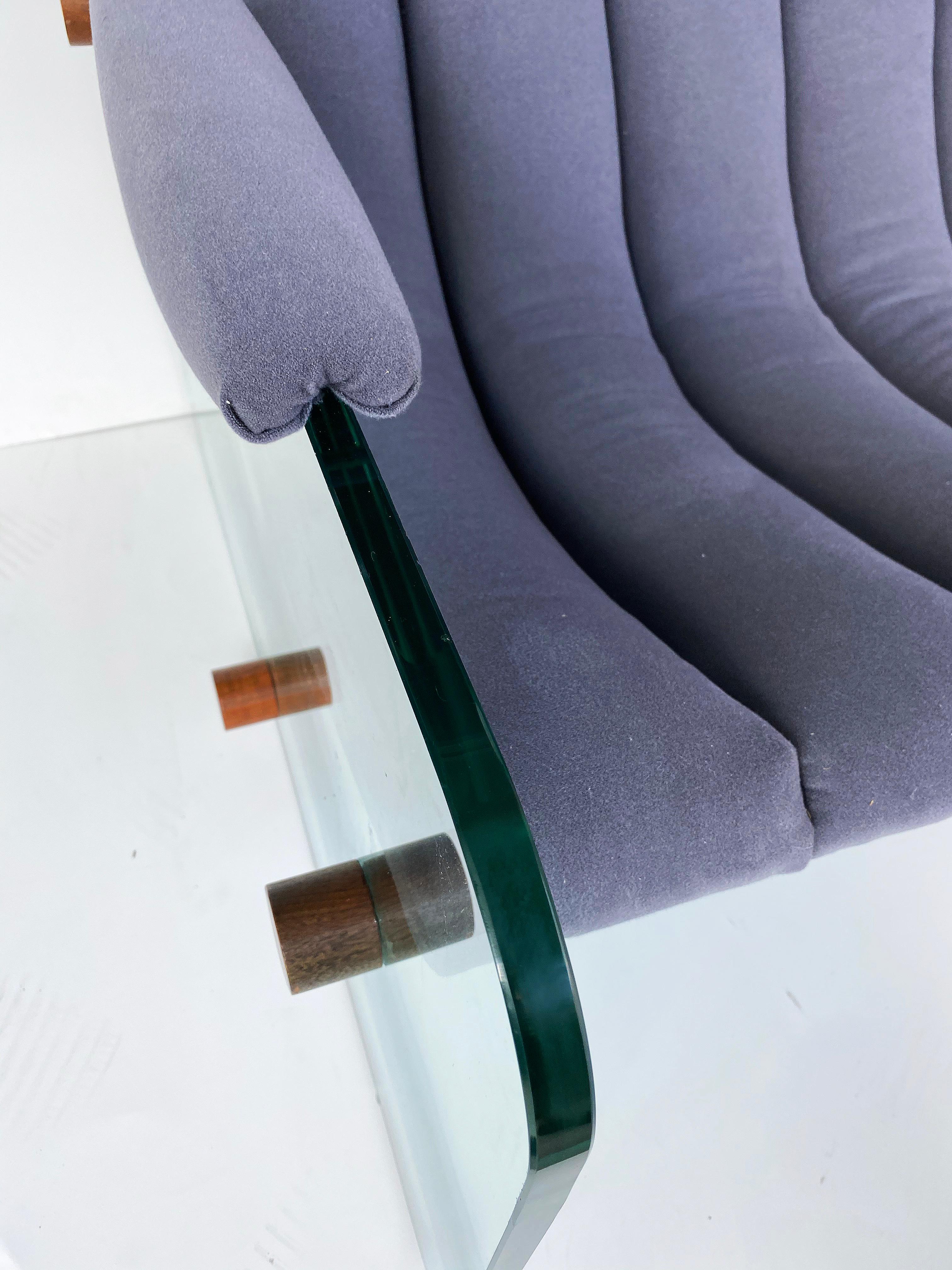 Adrian Pearsall Craft Associates Glass Sided Sofa in Velvet Upholstery 2