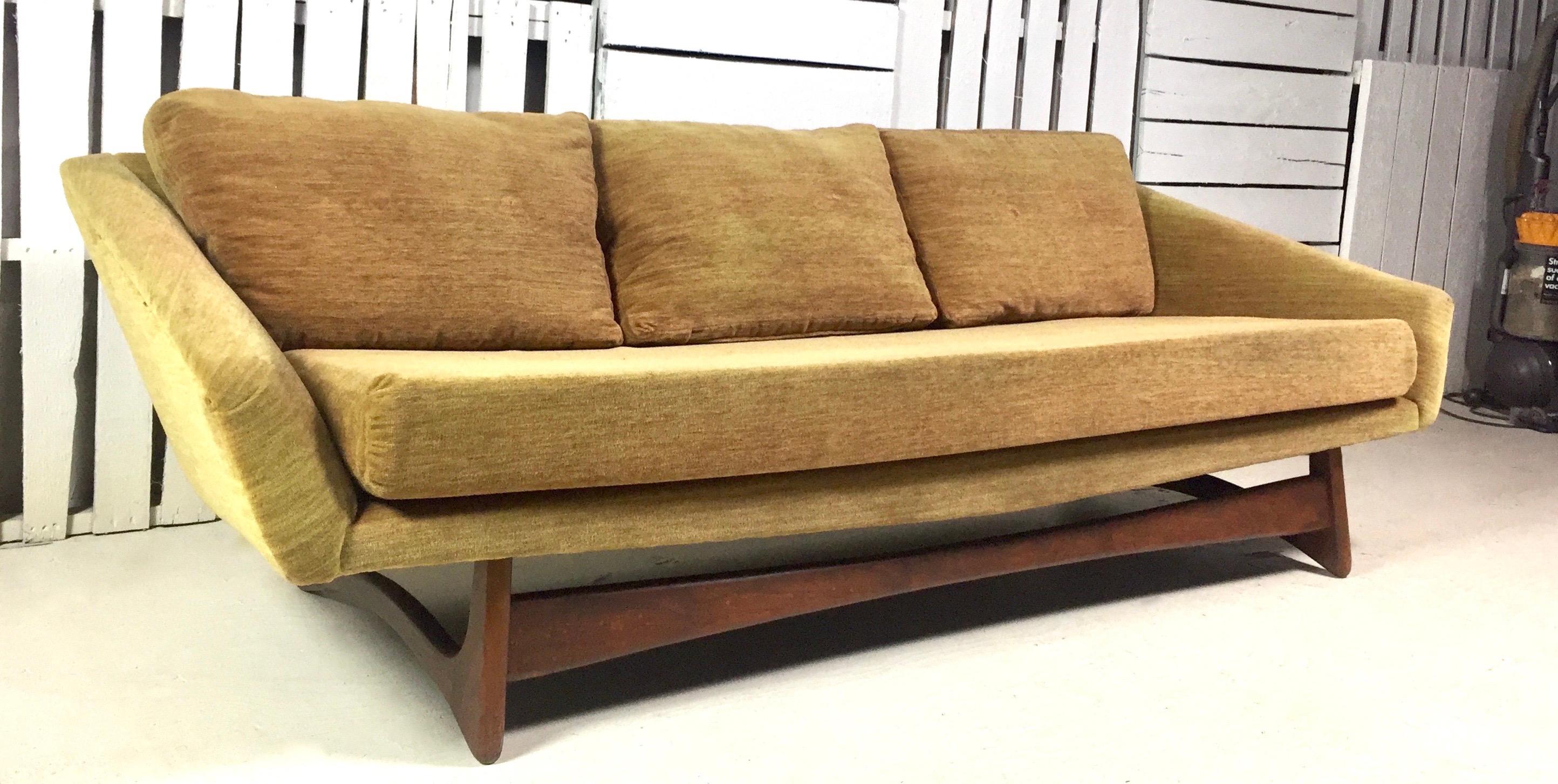 American Adrian Pearsall Craft Associates Golden Brown Mid-Century Modern Sofa