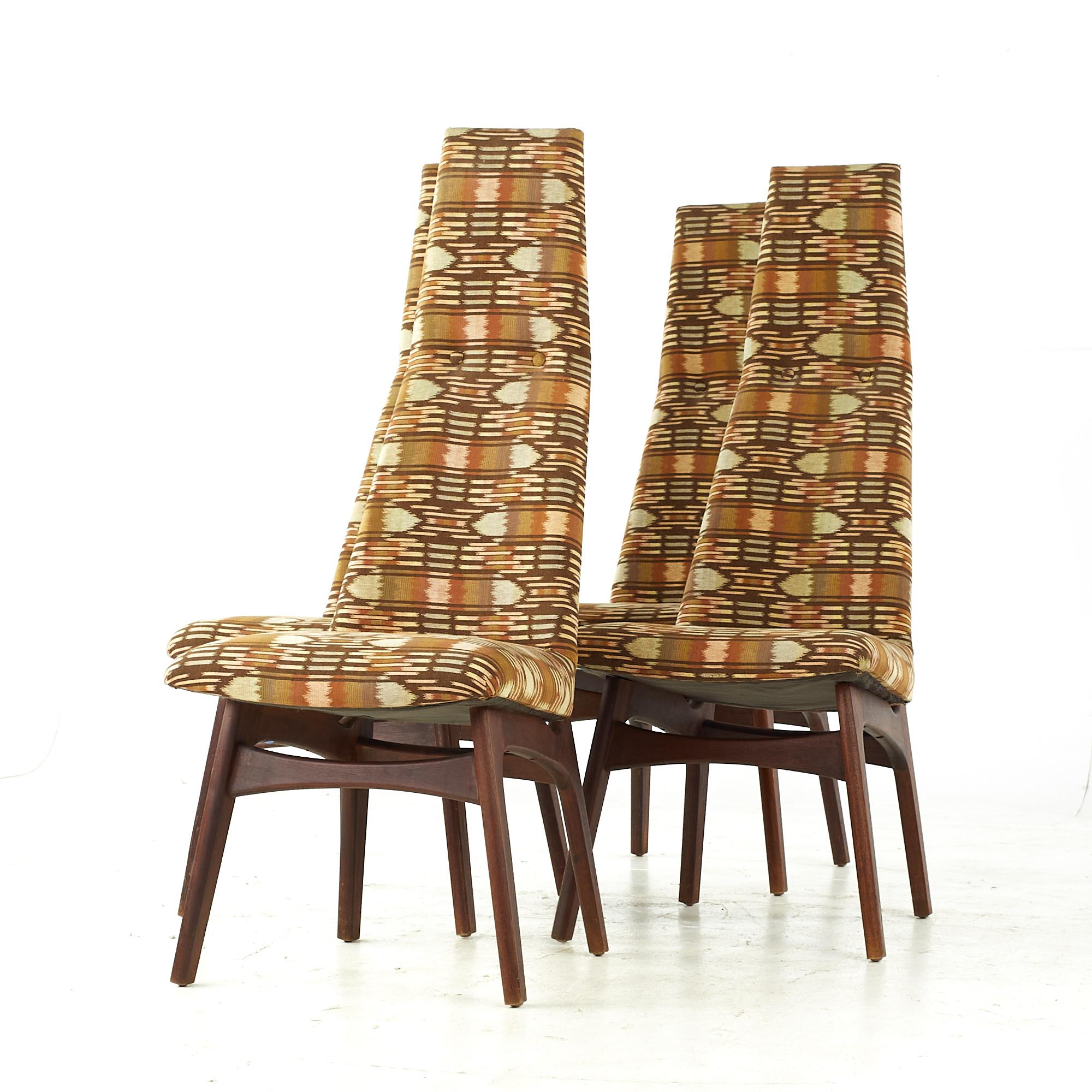 Mid-Century Modern Adrian Pearsall Craft Associates MCM 1613 C Walnut Highback Dining Chairs, 4 For Sale
