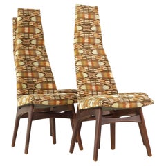 Adrian Pearsall Craft Associates MCM 1613 C Walnut Highback Dining Chairs, 4