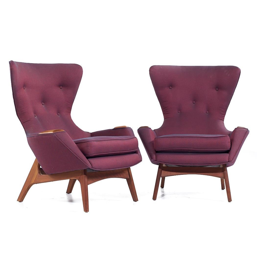Adrian Pearsall for Craft Associates Mid Century 2231-C Walnut Wingback Lounge Chairs - Pair

Each lounge chair measures: 34 wide x 29 deep x 40 high, with a seat height of 19 and arm height/chair clearance 21.25 inches

All pieces of furniture can