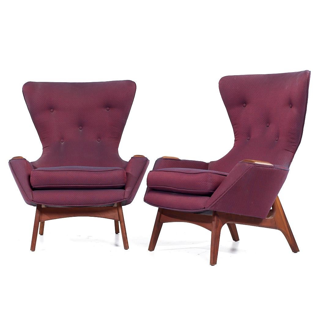 Mid-Century Modern Adrian Pearsall Craft Associates MCM 2231-C Walnut Wingback Lounge Chairs - Pair For Sale
