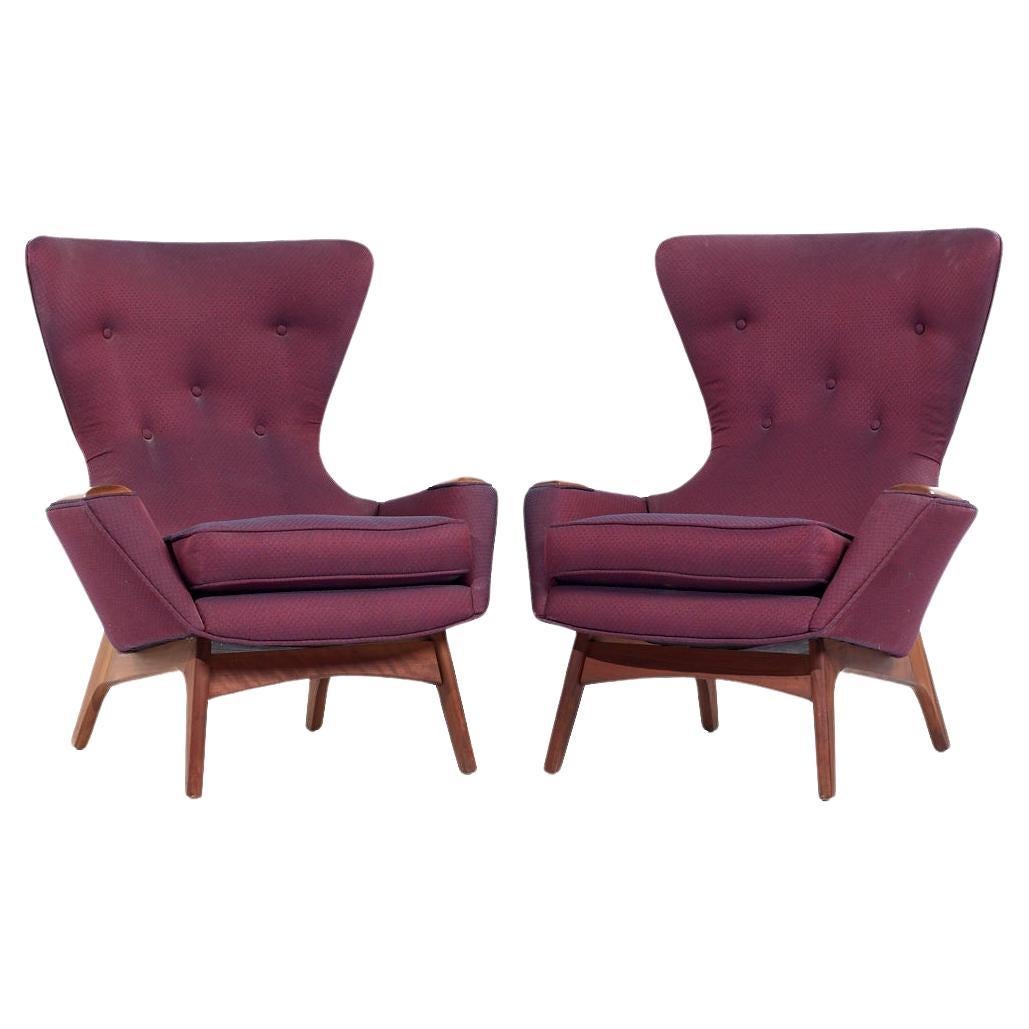 Adrian Pearsall Craft Associates MCM 2231-C Walnut Wingback Lounge Chairs - Pair For Sale