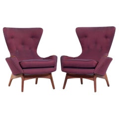 Adrian Pearsall Craft Associates MCM 2231-C Walnut Wingback Lounge Chairs - Pair