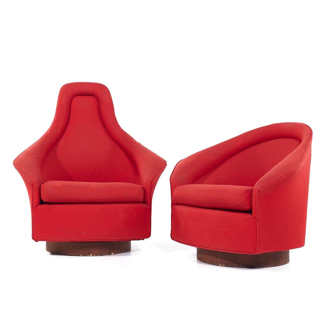 Mid-Century Modern Adrian Pearsall Craft Associates MCM His and Hers Swivel Lounge Chairs - Pair For Sale