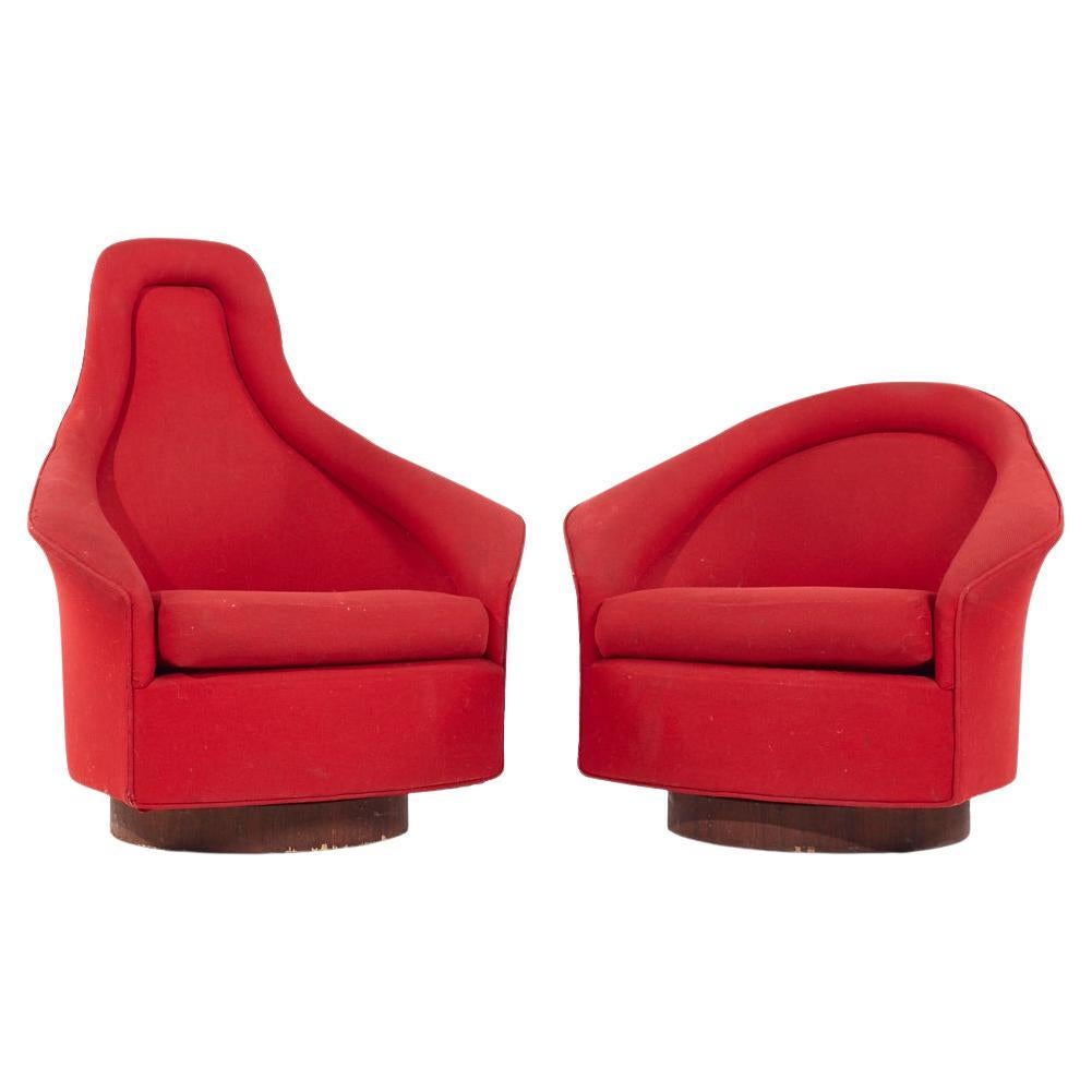 Adrian Pearsall Craft Associates MCM His and Hers Swivel Lounge Chairs - Pair For Sale