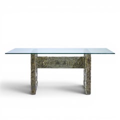 Adrian Pearsall Craft Associates Mid Century Brutalist Glass Top Dining Table