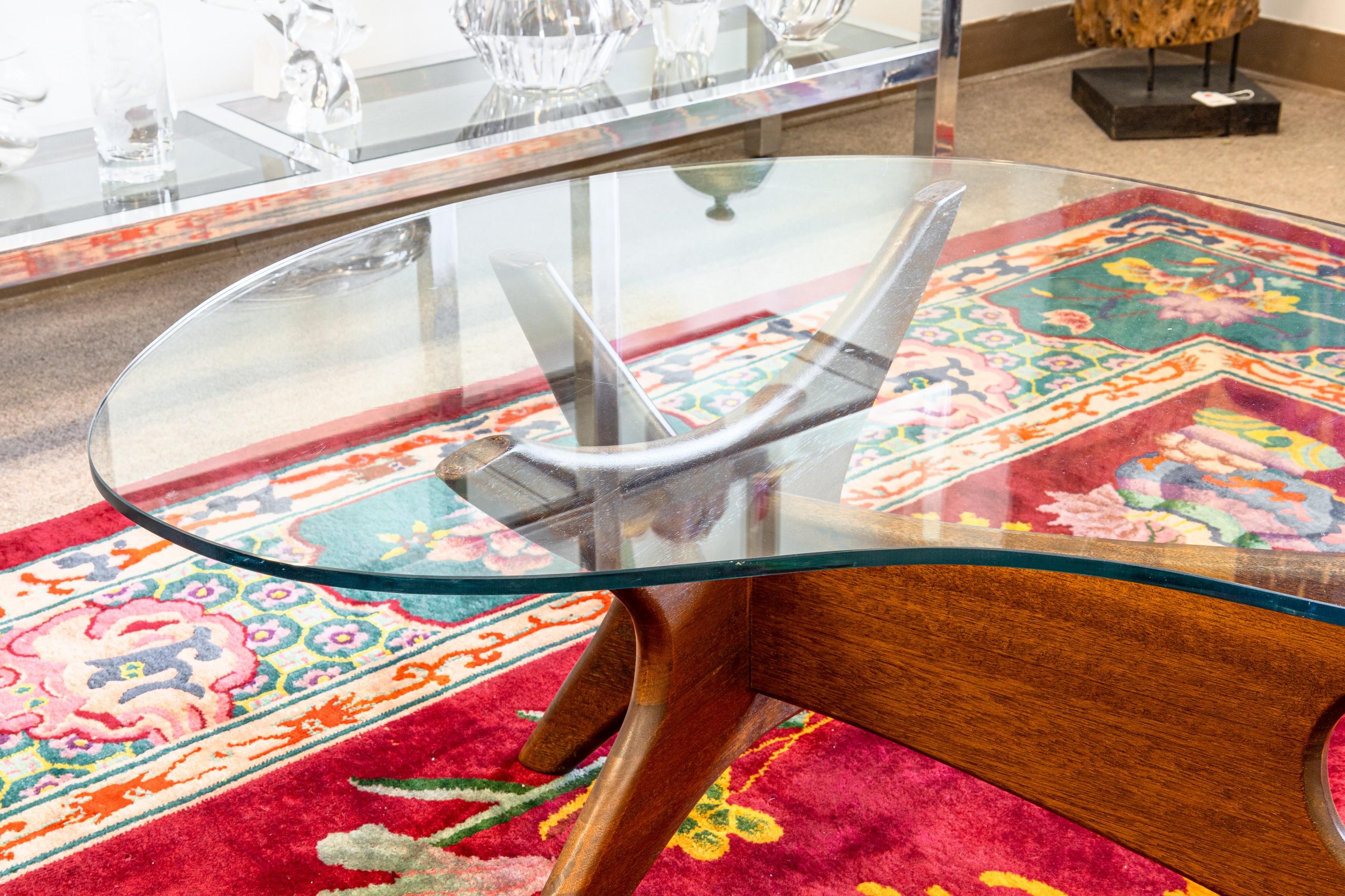 Adrian Pearsall Craft Associates Mid Century Modern Walnut Jacks Coffee Table In Good Condition In Keego Harbor, MI