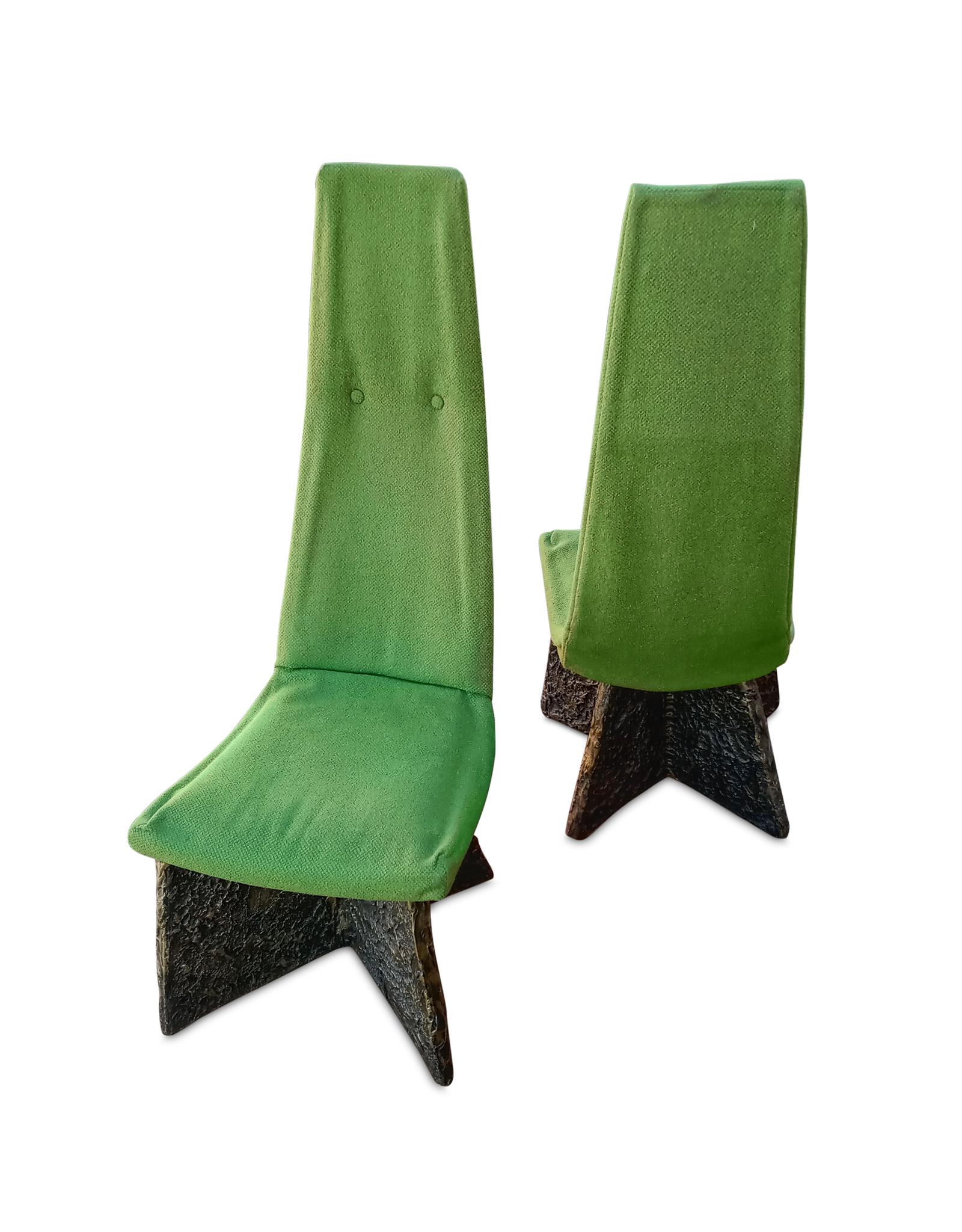 A rare and outstanding pair of Mid-Century Modern Brutalist side-chairs (that can also be used as occasional or lounge) designed by Adrian Pearsall and manufactured by Craft Associates, in the early 1970s. These faceted and gemlike chairs feature