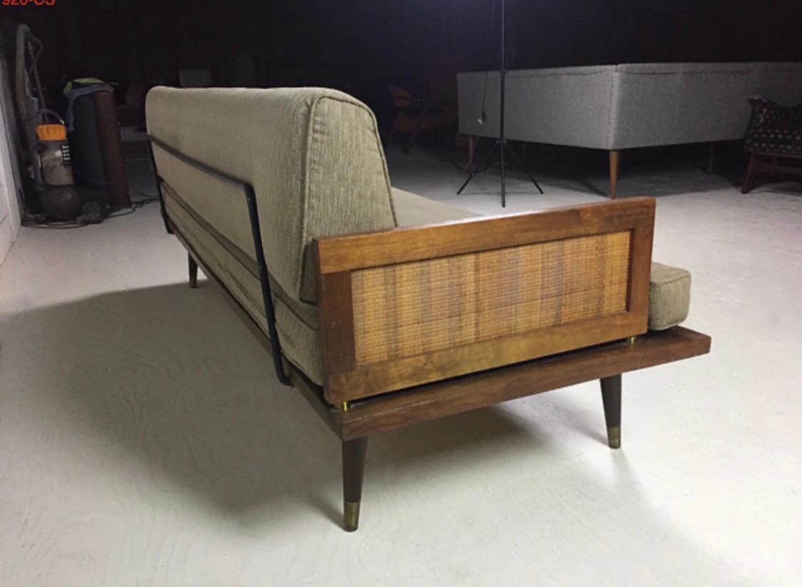 Mid-Century Modern Adrian Pearsall Craft Associates Rare Model 920-CS Sofa with Cane Arms For Sale