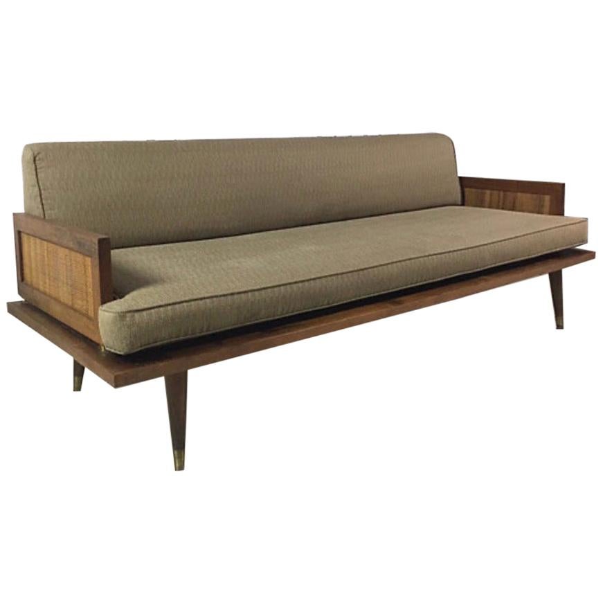 Adrian Pearsall Craft Associates Rare Model 920-CS Sofa with Cane Arms For Sale