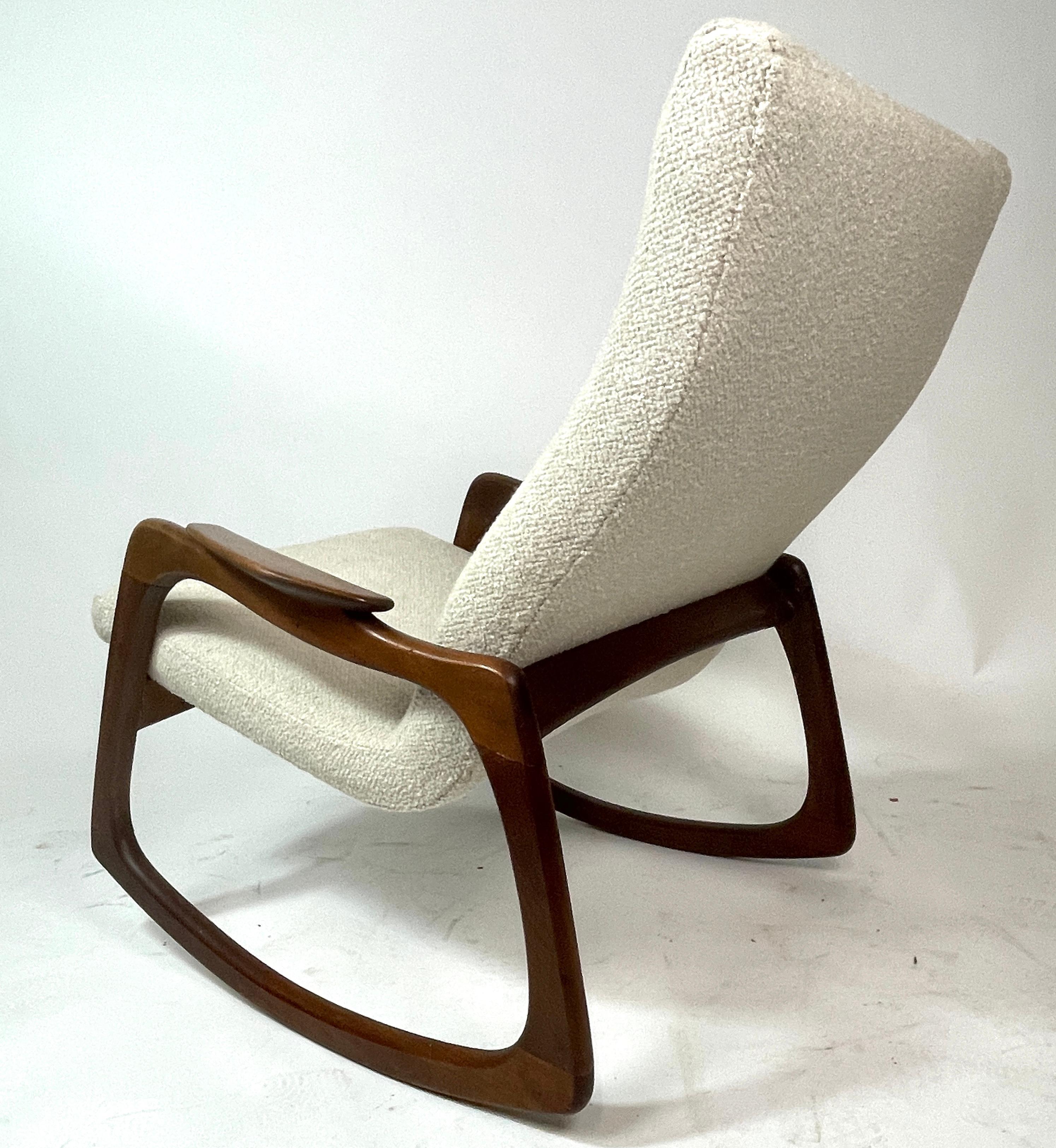 Adrian Pearsall Craft Associates Sculptural Rocking Chair Rocker New Upholstery In Good Condition In Hudson, NY