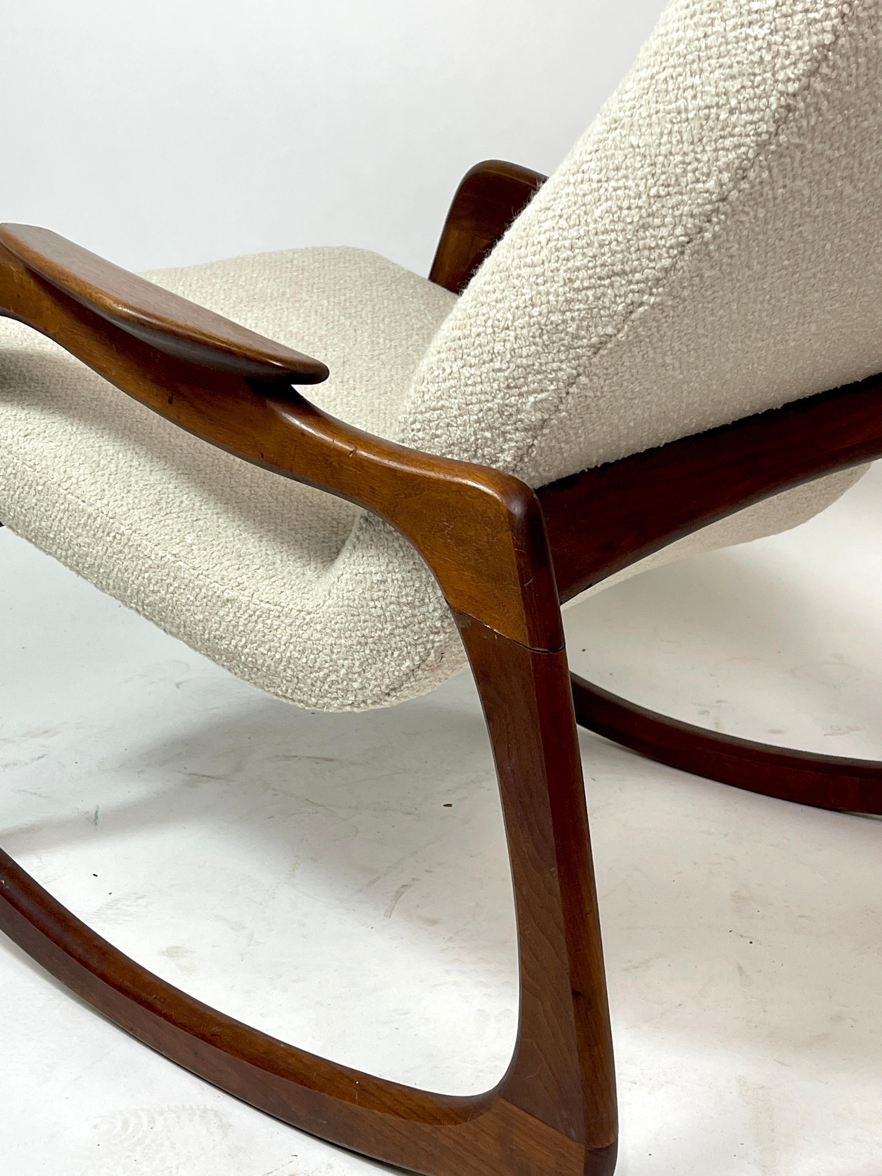 Carved Adrian Pearsall Craft Associates Sculptural Rocking Chair Rocker New Upholstery