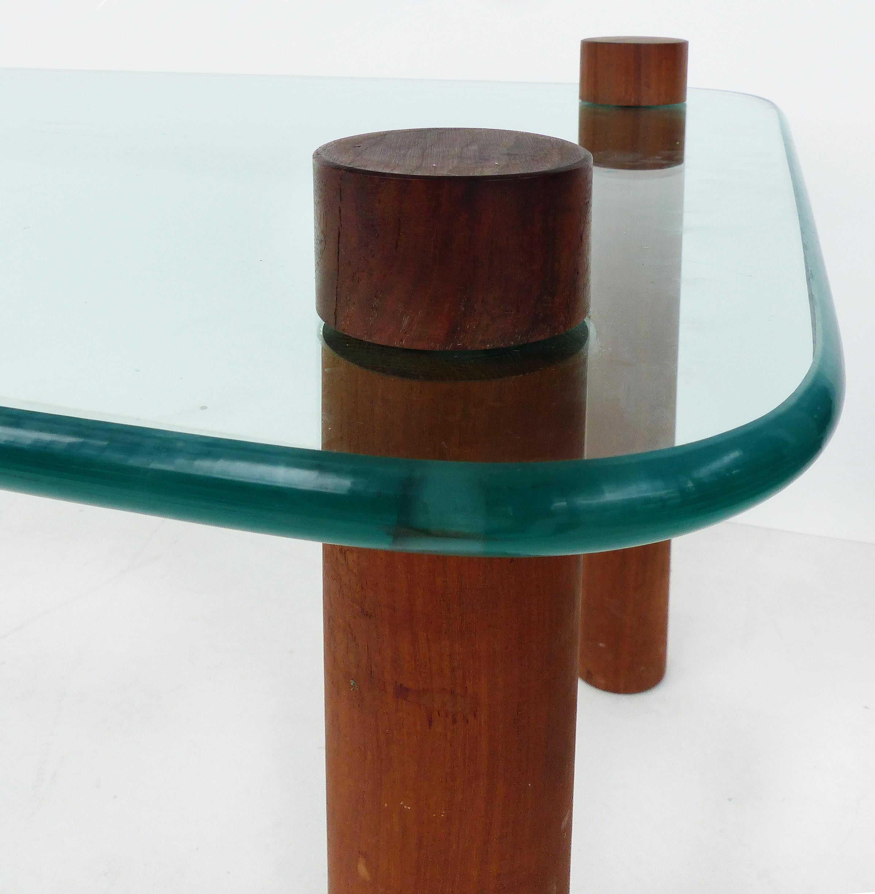Adrian Pearsall Craft Associates Side Tables in Wood and Glass, Pair In Good Condition In Miami, FL