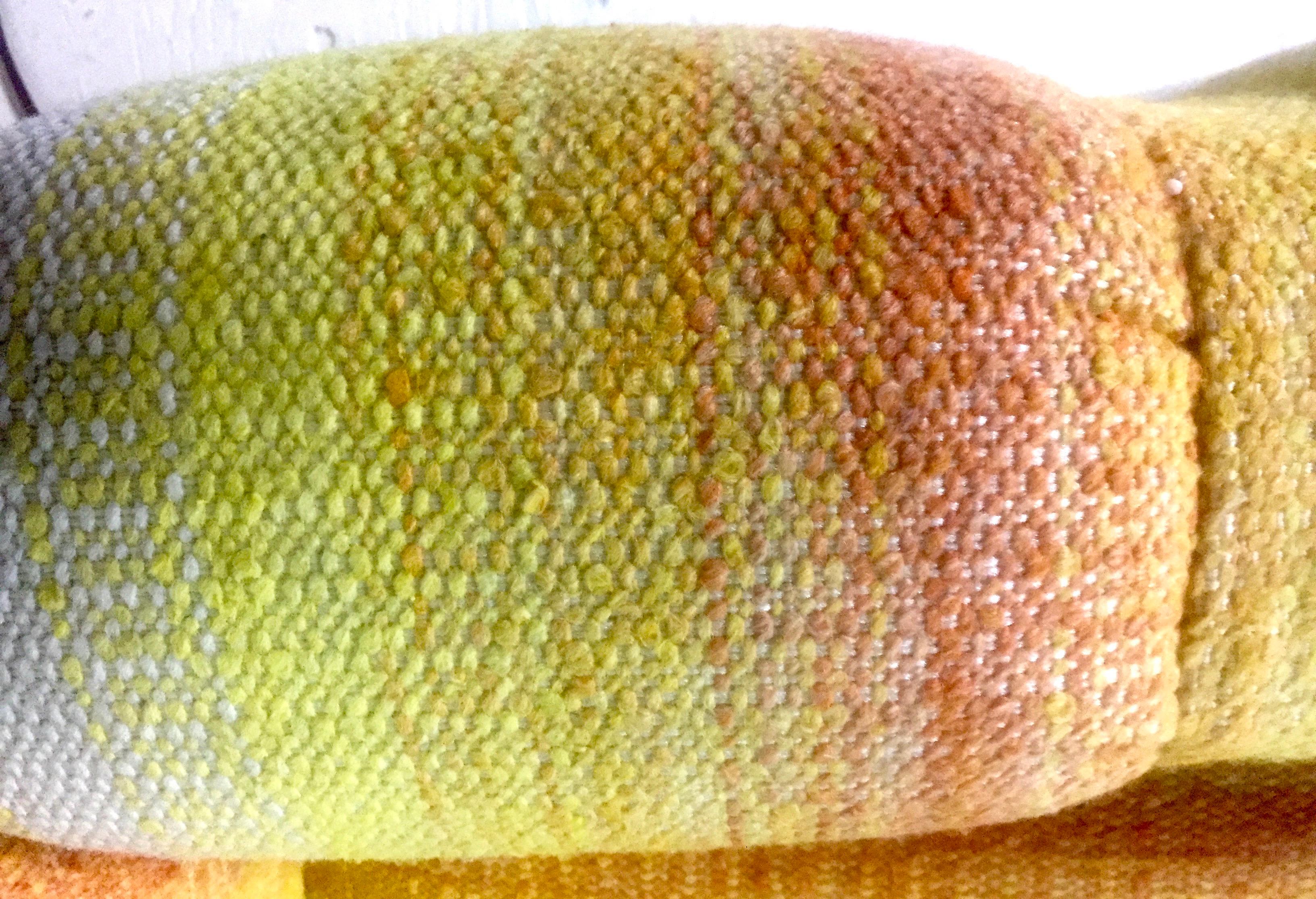 Adrian Pearsall Craft Associates Signed Yellow Rainbow Striped Midcentury Sofa 2