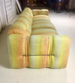 Adrian Pearsall Craft Associates Signed Yellow Rainbow Striped Midcentury Sofa