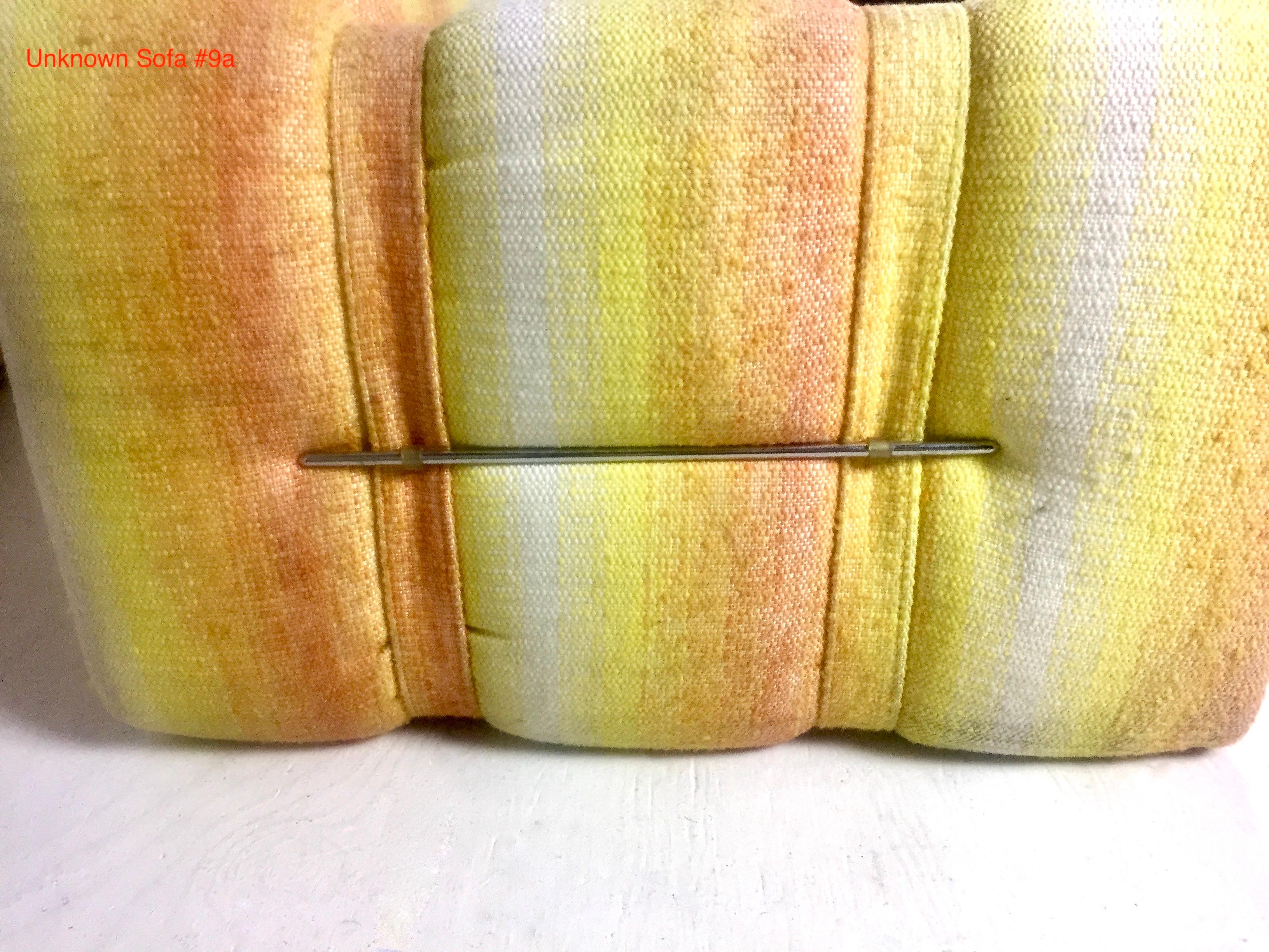 American Adrian Pearsall Craft Associates Signed Yellow Rainbow Striped Midcentury Sofa